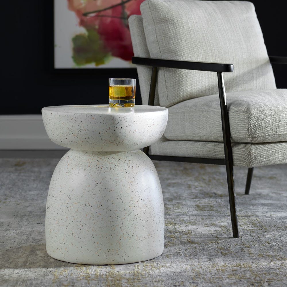 Inhale Cast White Accent Table by Uttermost