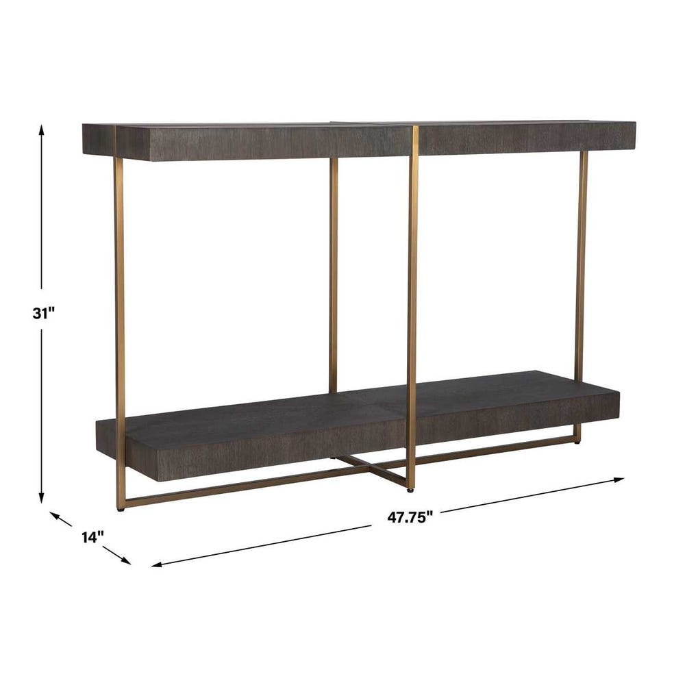 Uttermost Taja Modern Brass / Wood Console Table