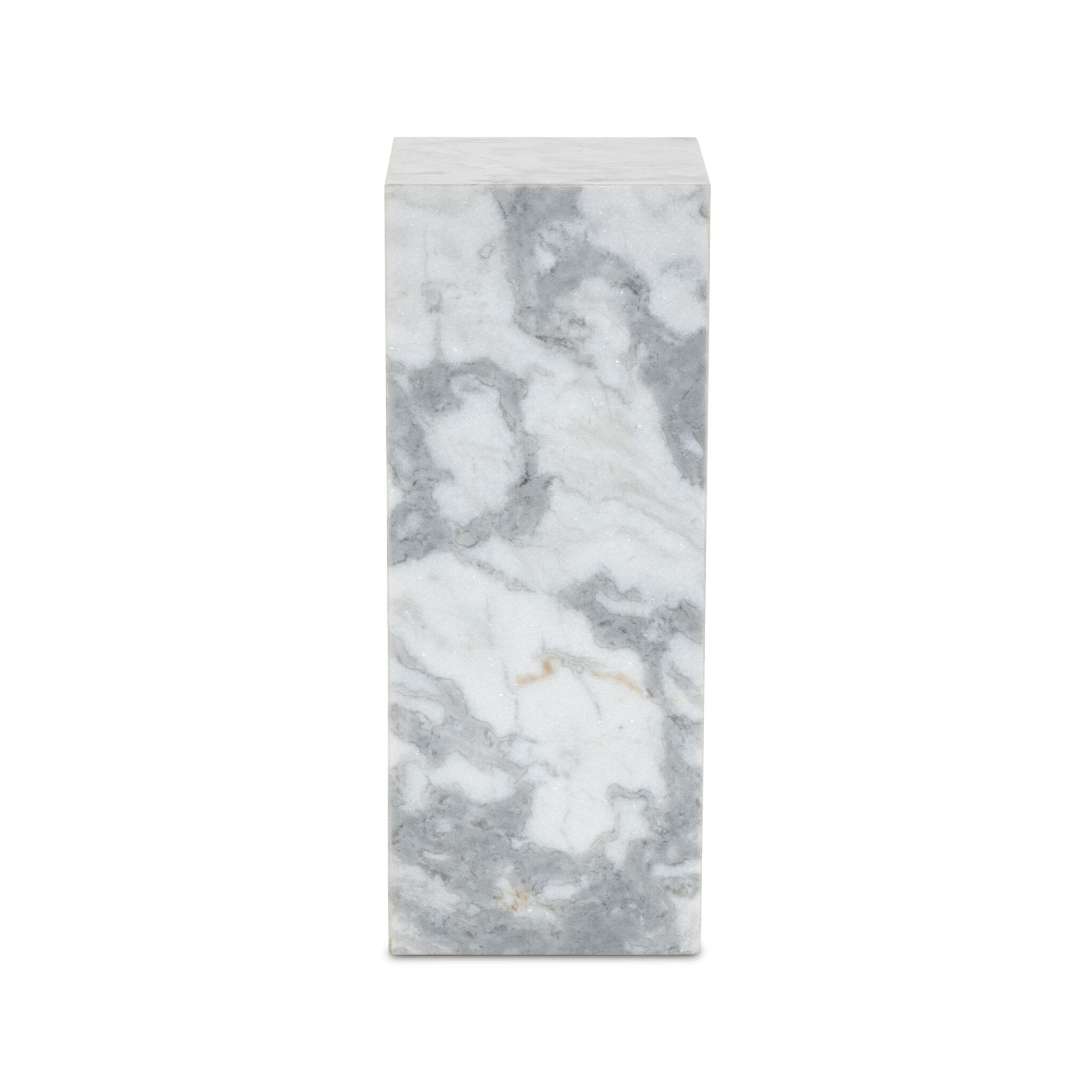 Modern Marble Pedestal - White & Grey Speckled Marble