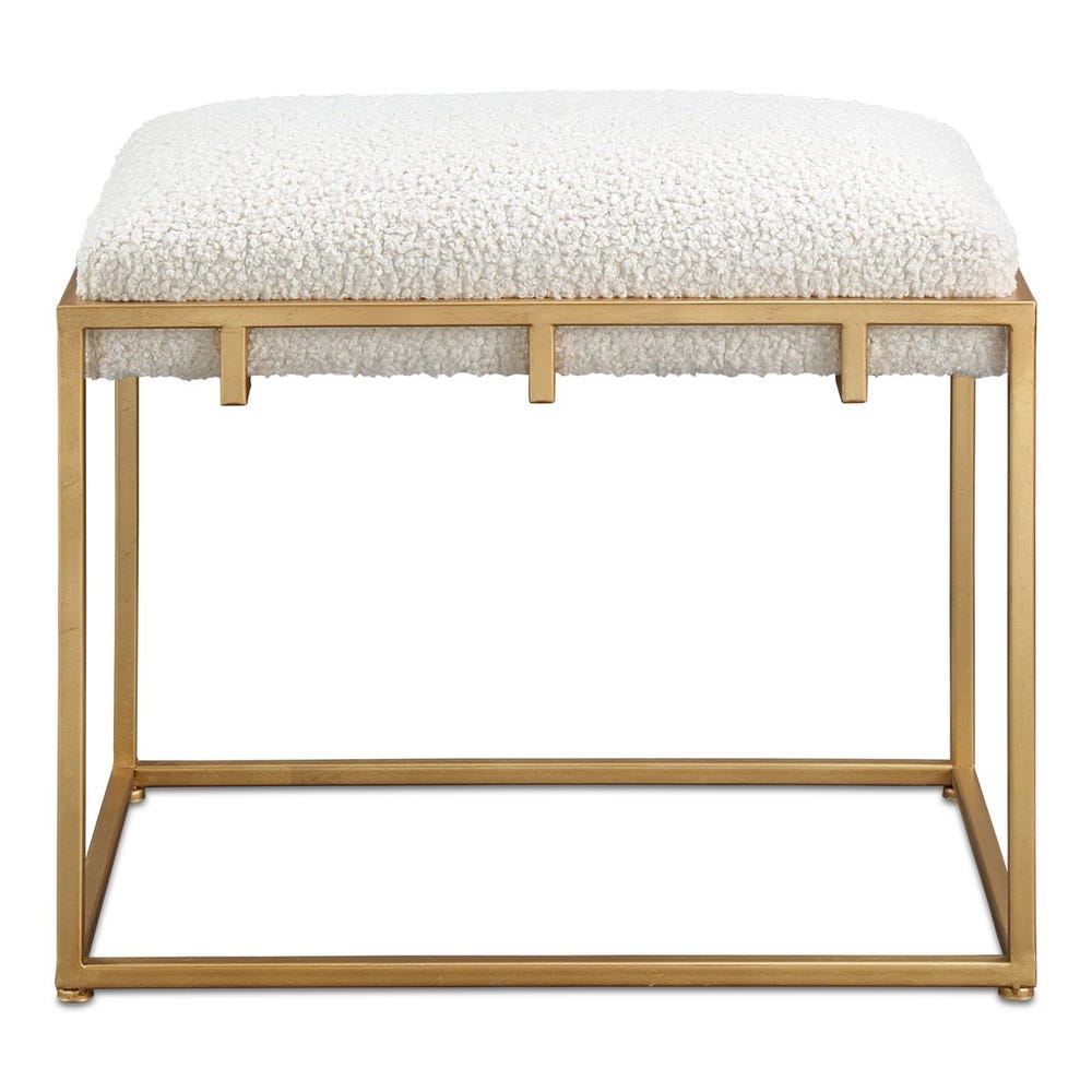 Uttermost Paradox Small Gold & White Shearling Bench