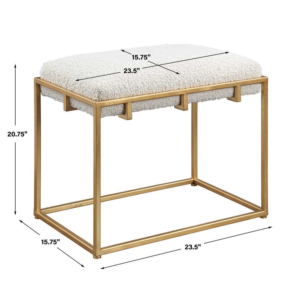 Uttermost Paradox Small Gold & White Shearling Bench