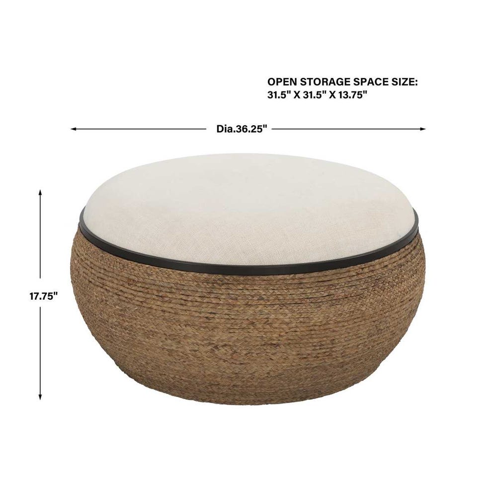 Uttermost Island Straw Storage Ottoman / Coffee Table