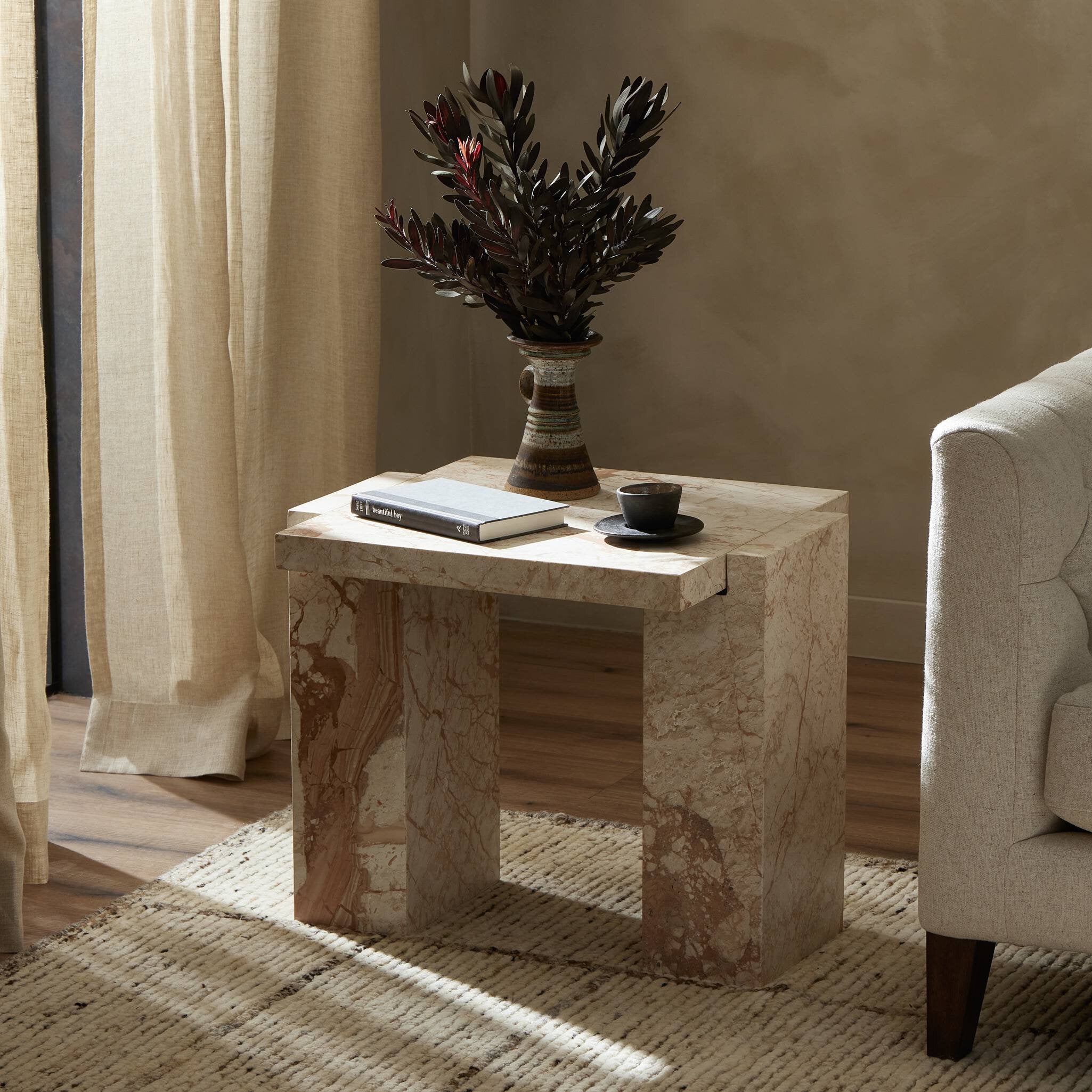 Romano End Table - Desert Taupe Marble Side & End Tables Four Hands     Side & End Tables,https://www.oldbonesco.com,Mid Century Furniture, Furniture Sale, Old Bones Co, Mid Century Sale, Four Hands Furniture, Sale,Gus, Sale,Perigold Romano End Table - Desert Taupe Marble Side & End Tables Sale, Perigold Sale Romano End Table - Desert Taupe Marble,Romano End Table - Desert Taupe Marble Lulu and Georgia,Burke Decor Sale Romano End Table - Desert Taupe Marble, open box furniture,Open Box Romano End Table - De