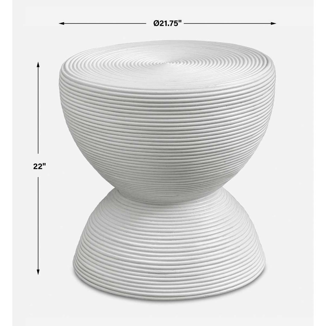 Uttermost Bongo White Rattan Side Table
