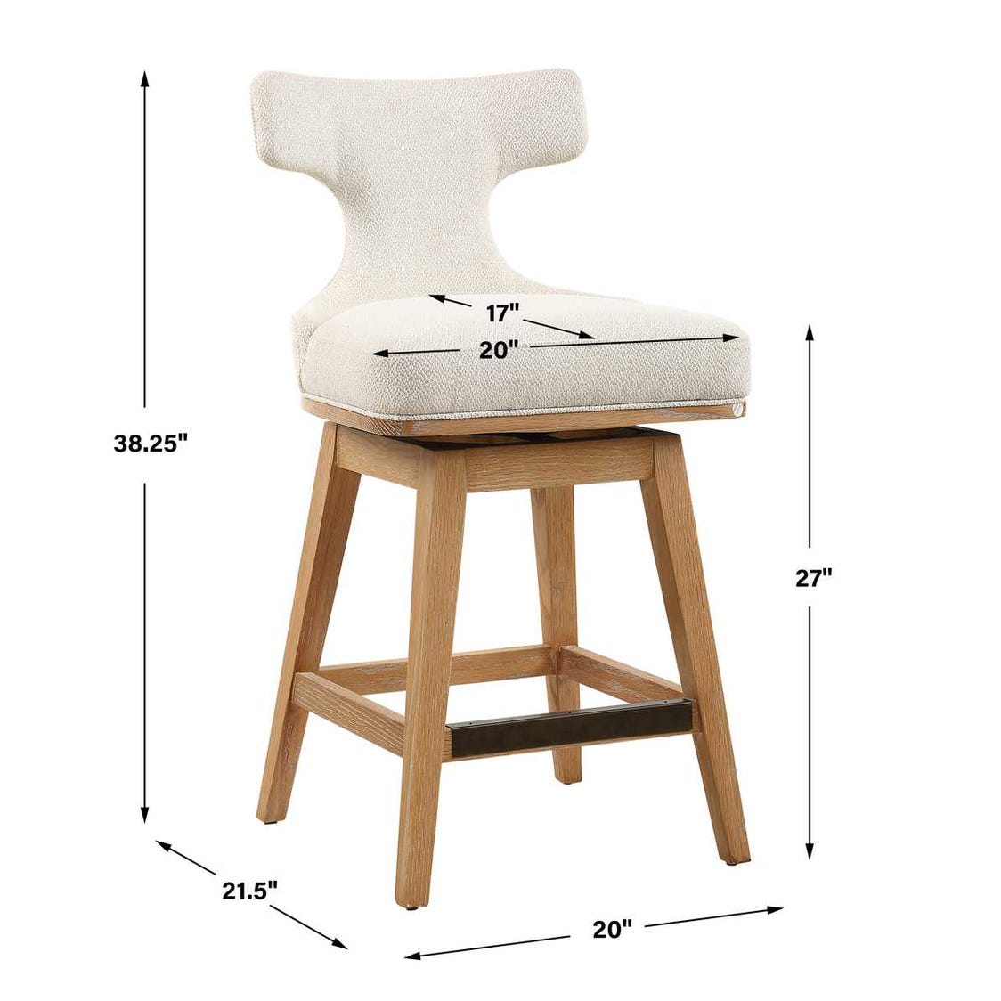 Uttermost Klismos off-White Fabric Counter Stool