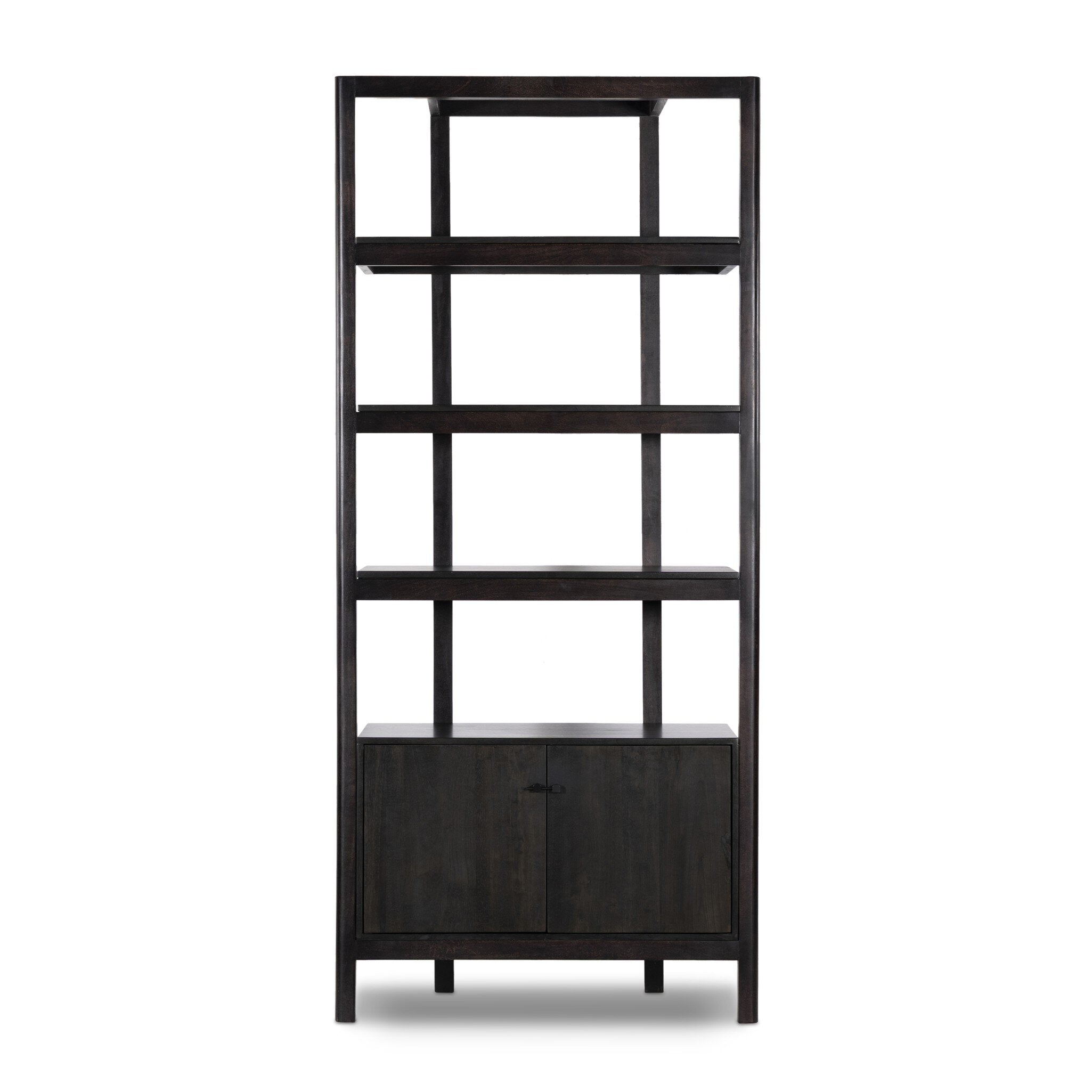 Reza Bookcase - Worn Black Acacia Bookcases Four Hands Bookcases,https://www.oldbonesco.com,Mid Century Furniture, Furniture Sale, Old Bones Co, Mid Century Sale, Four Hands Furniture, Sale,Gus, Sale,Perigold Reza Bookcase - Worn Black Acacia Bookcases Sale, Perigold Sale Reza Bookcase - Worn Black Acacia,Reza Bookcase - Worn Black Acacia Lulu and Georgia,Burke Decor Sale Reza Bookcase - Worn Black Acacia, open box furniture,Open Box Reza Bookcase - Worn Black Acacia