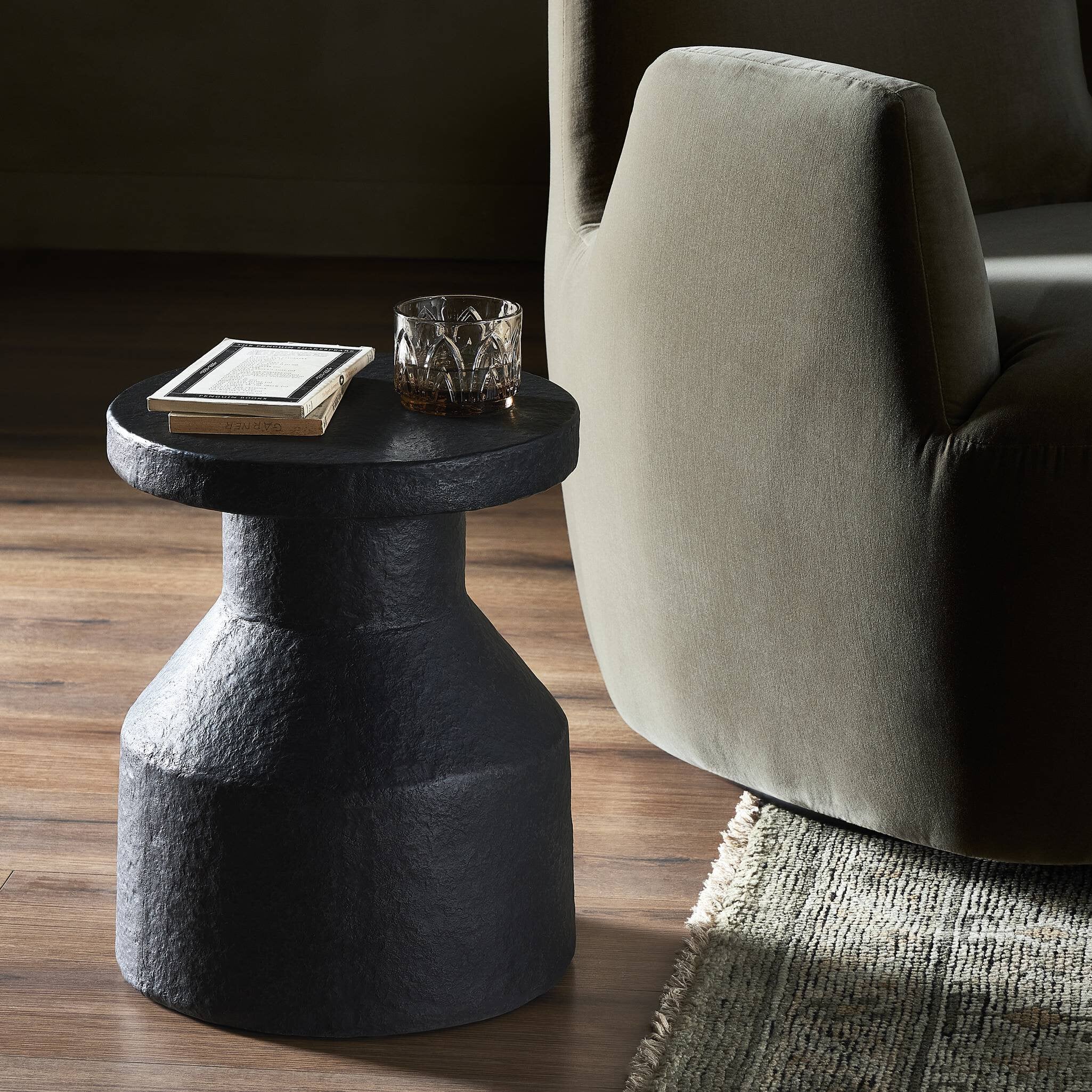 Odeon End Table - Distressed Graphite Concrete Side & End Tables Four Hands     Side & End Tables,https://www.oldbonesco.com,Mid Century Furniture, Furniture Sale, Old Bones Co, Mid Century Sale, Four Hands Furniture, Sale,Gus, Sale,Perigold Odeon End Table - Distressed Graphite Concrete Side & End Tables Sale, Perigold Sale Odeon End Table - Distressed Graphite Concrete,Odeon End Table - Distressed Graphite Concrete Lulu and Georgia,Burke Decor Sale Odeon End Table - Distressed Graphite Concrete, open box
