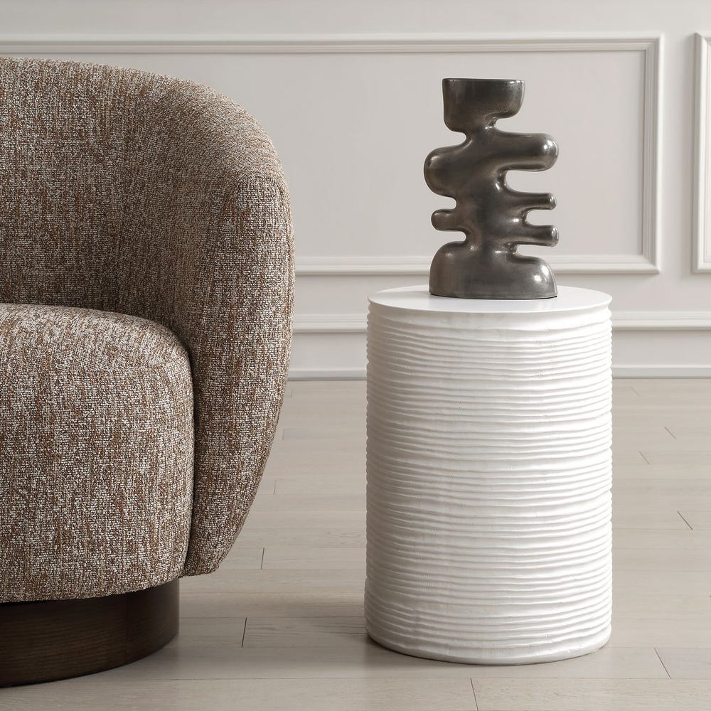 Uttermost Borderline White Drum Table