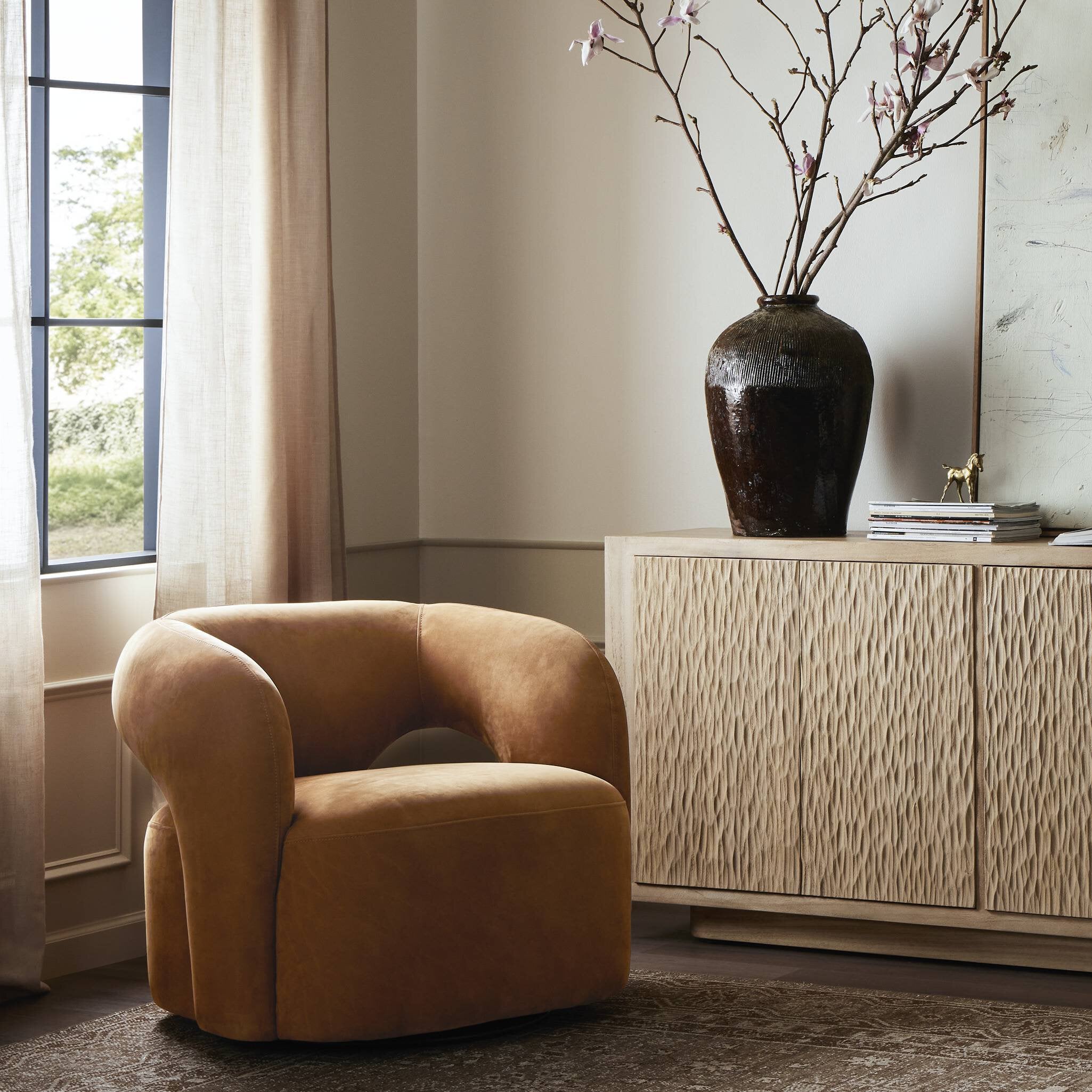 Mazie Swivel Chair - Nubuck Cognac Chairs Four Hands Chairs,https://www.oldbonesco.com,Mid Century Furniture, Furniture Sale, Old Bones Co, Mid Century Sale, Four Hands Furniture, Sale,Gus, Sale,Perigold Mazie Swivel Chair - Nubuck Cognac Chairs Sale, Perigold Sale Mazie Swivel Chair - Nubuck Cognac,Mazie Swivel Chair - Nubuck Cognac Lulu and Georgia,Burke Decor Sale Mazie Swivel Chair - Nubuck Cognac, open box furniture,Open Box Mazie Swivel Chair - Nubuck Cognac