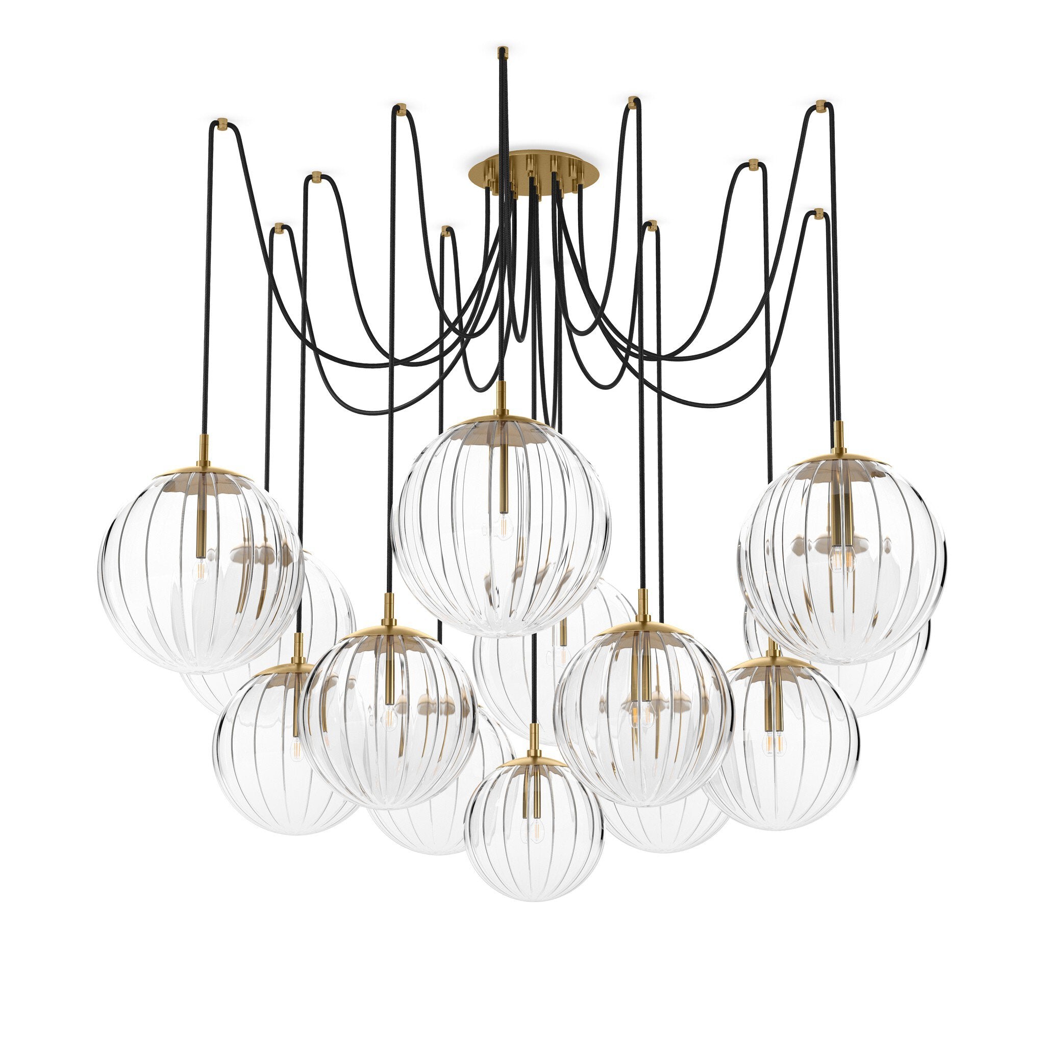 Spider Chandelier - Clear Ribbon Glass