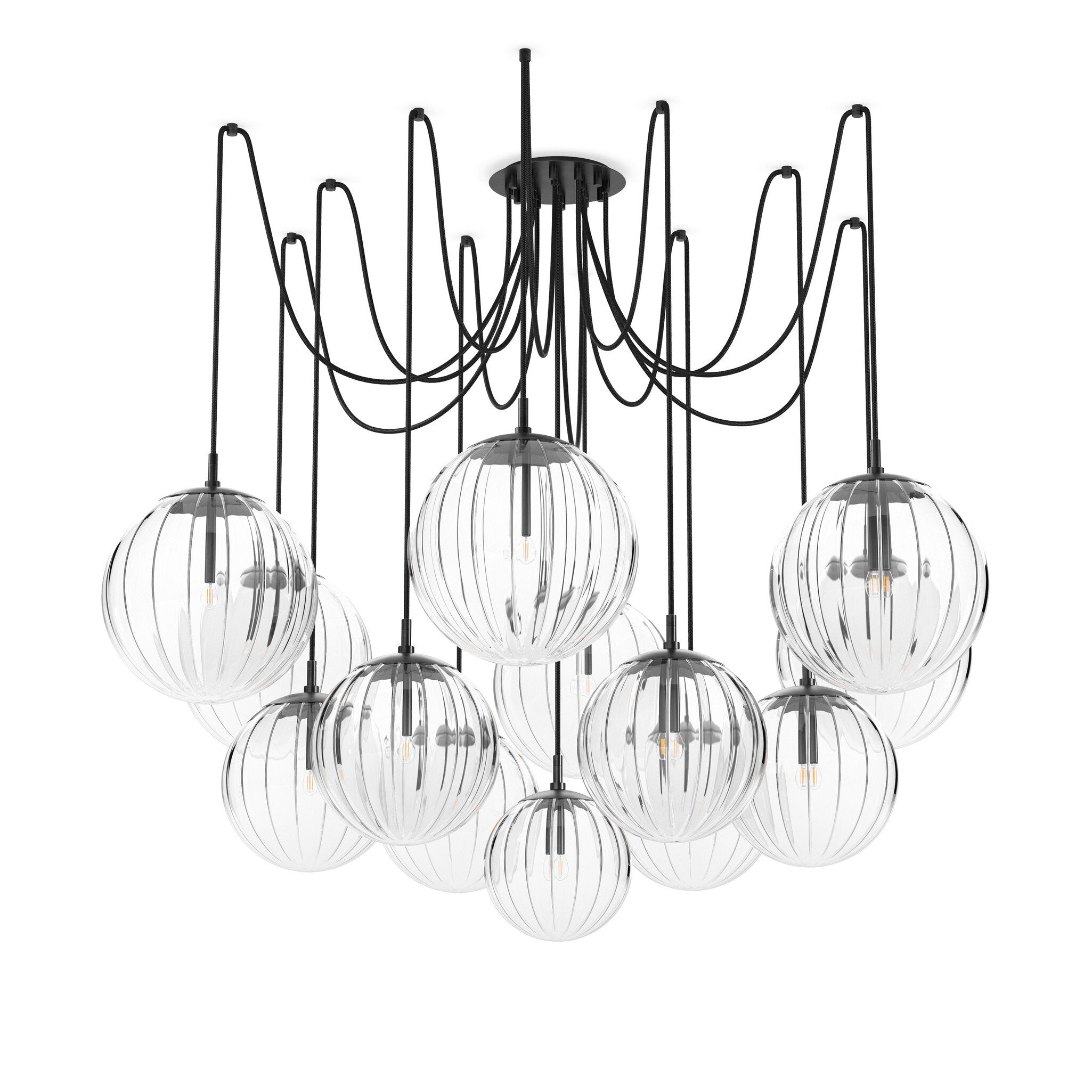Spider Chandelier - Clear Ribbon Glass