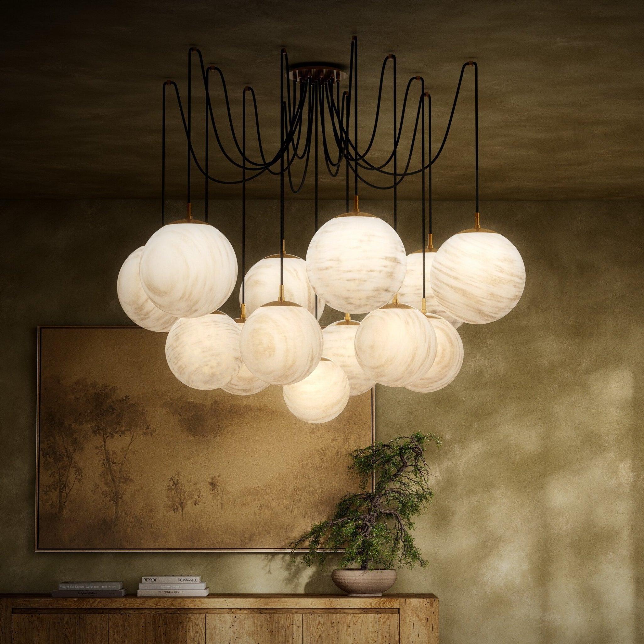 Spider Chandelier - Marbled Matte Glass