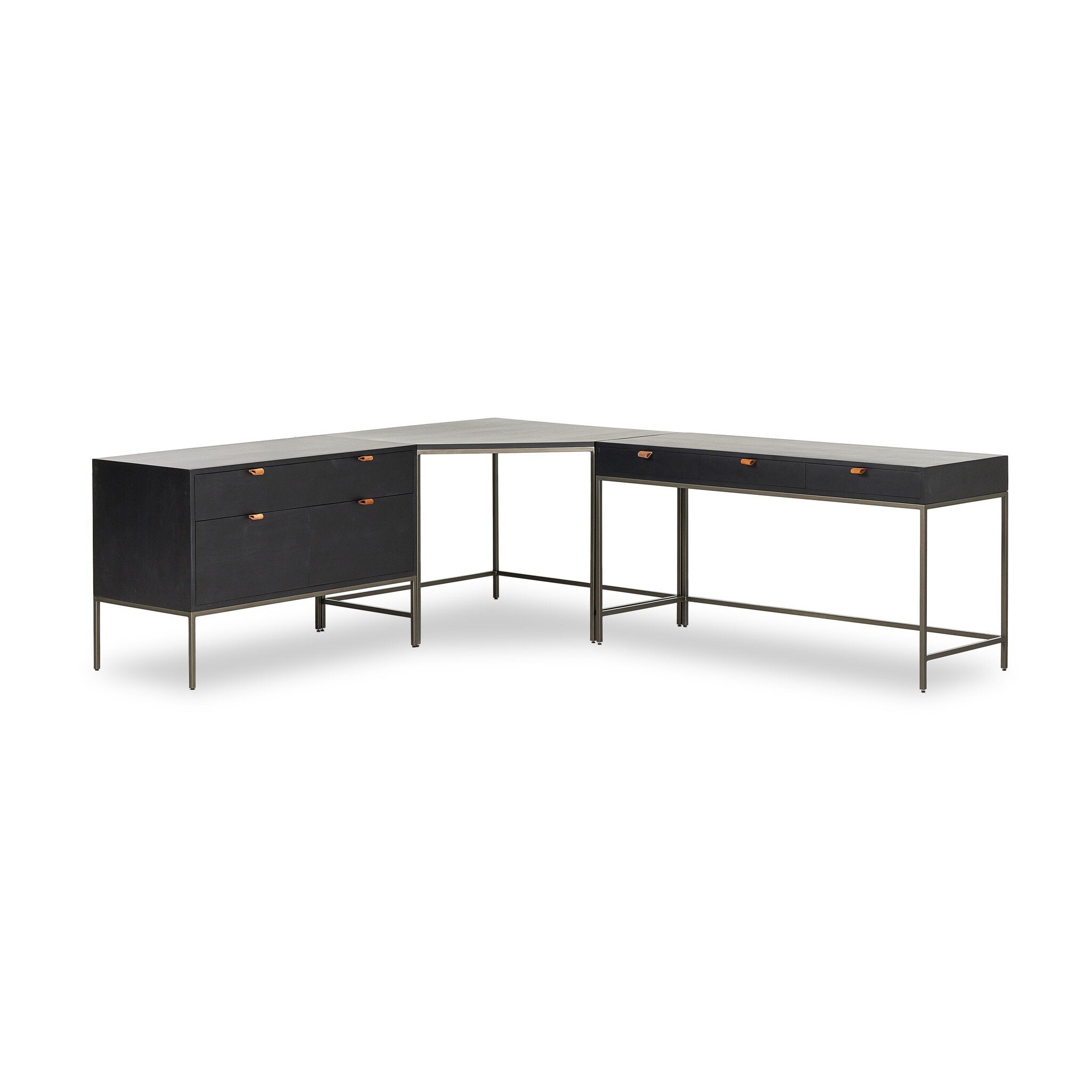 Trey Wide Filing Cabinet Desk System