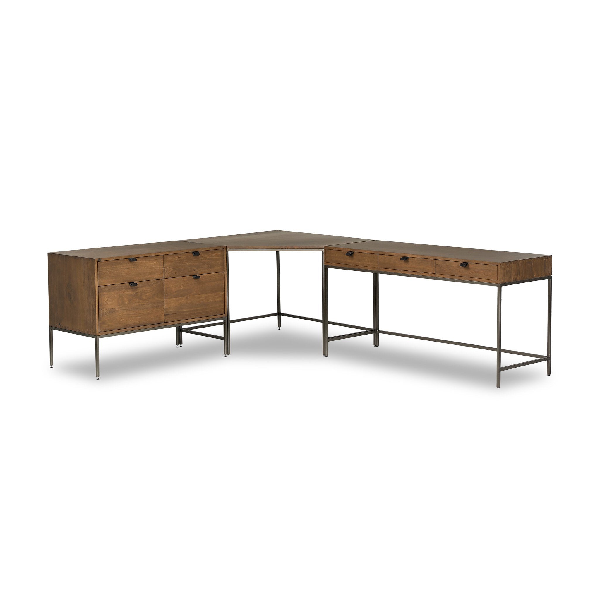 Trey Wide Filing Cabinet Desk System