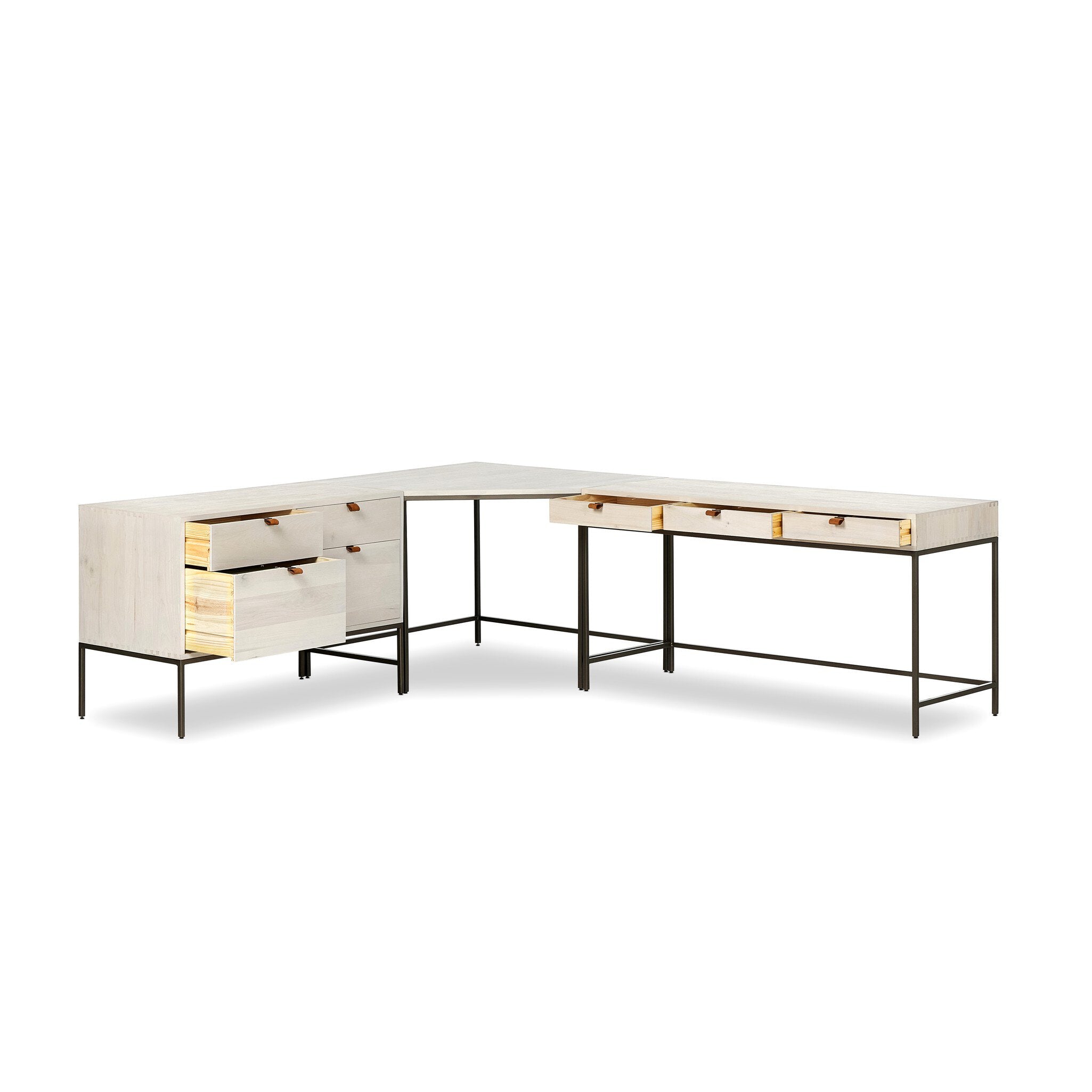 Trey Wide Filing Cabinet Desk System