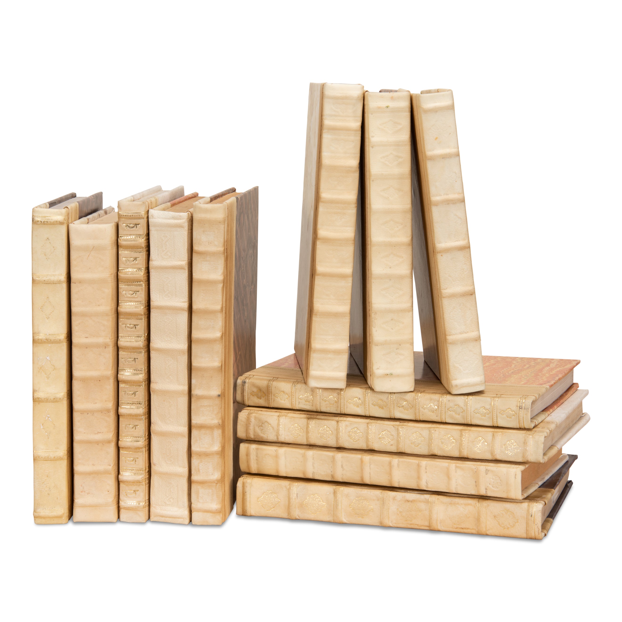 White Leather & Paper Books - Set of 24