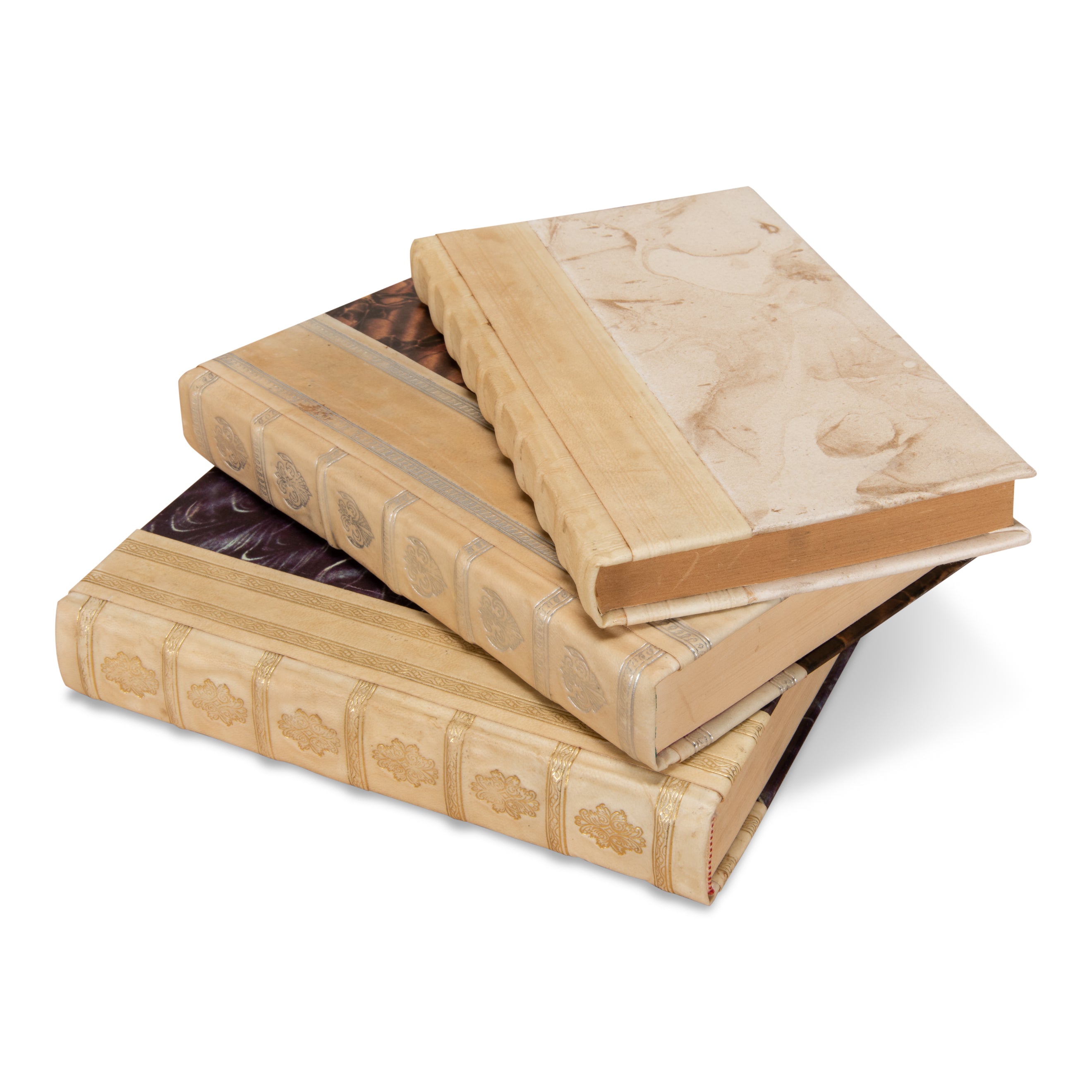 White Leather & Paper Books - Set of 24