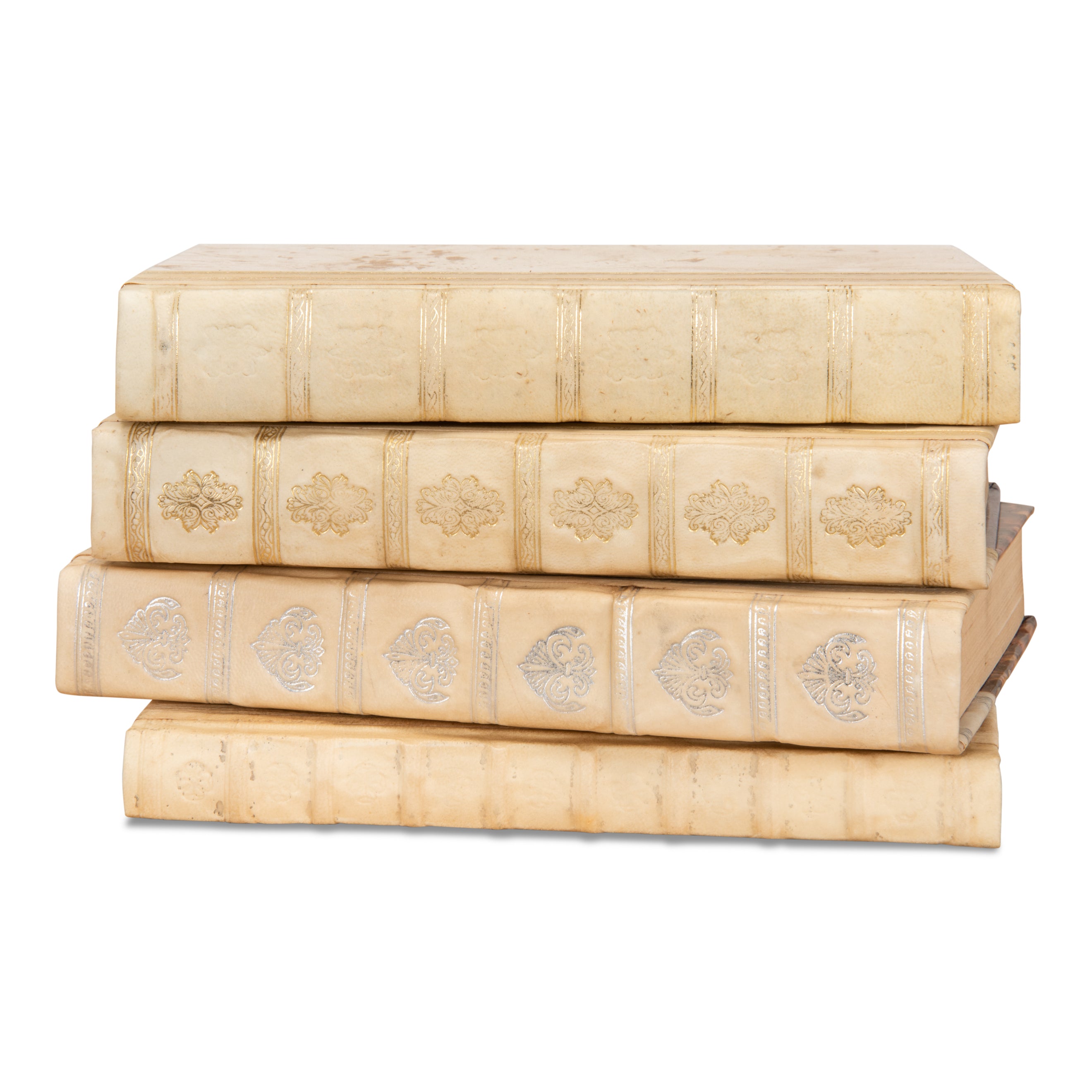 White Leather & Paper Books - Set of 24