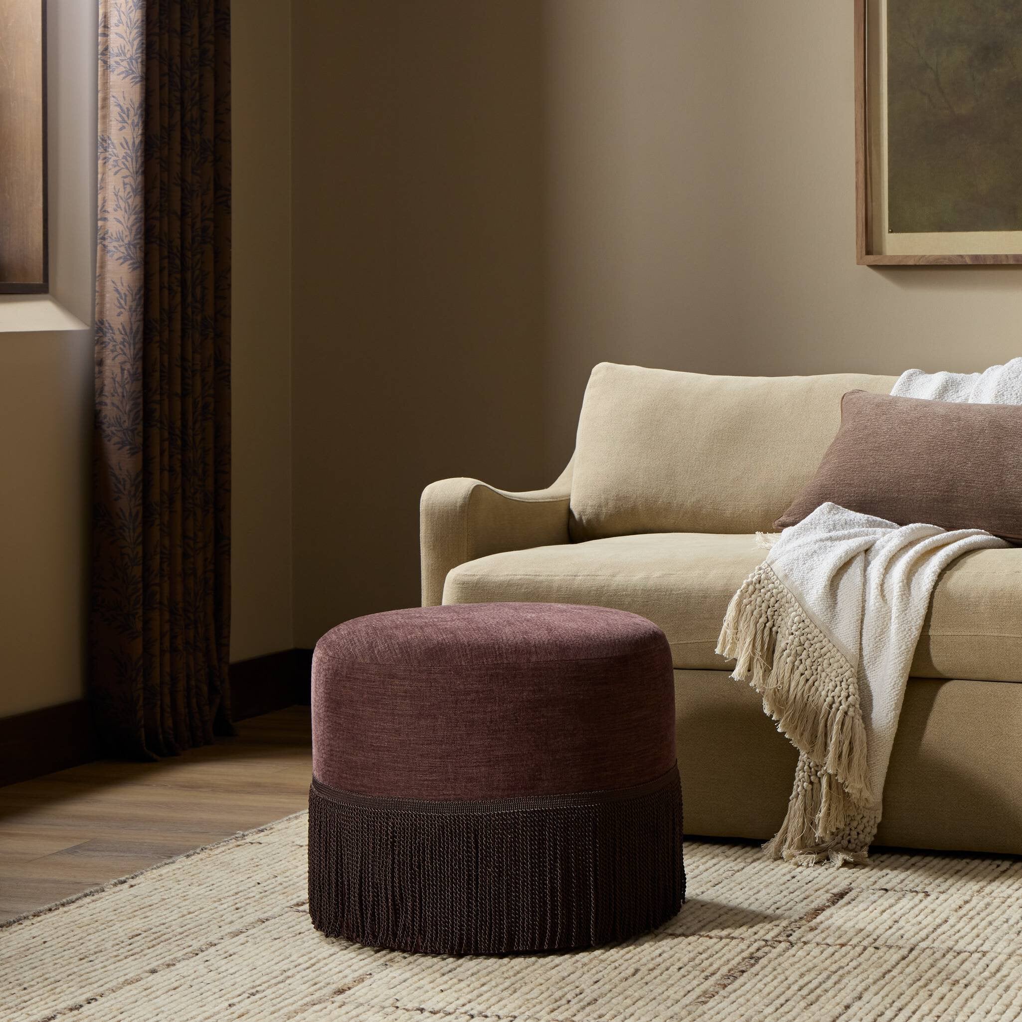 Sinclair 21" Fringe Ottoman - Laughlin Plum