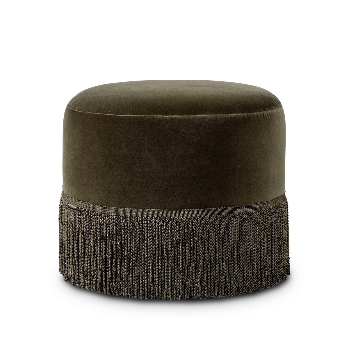 Sinclair Fringe Ottoman - Surrey Olive