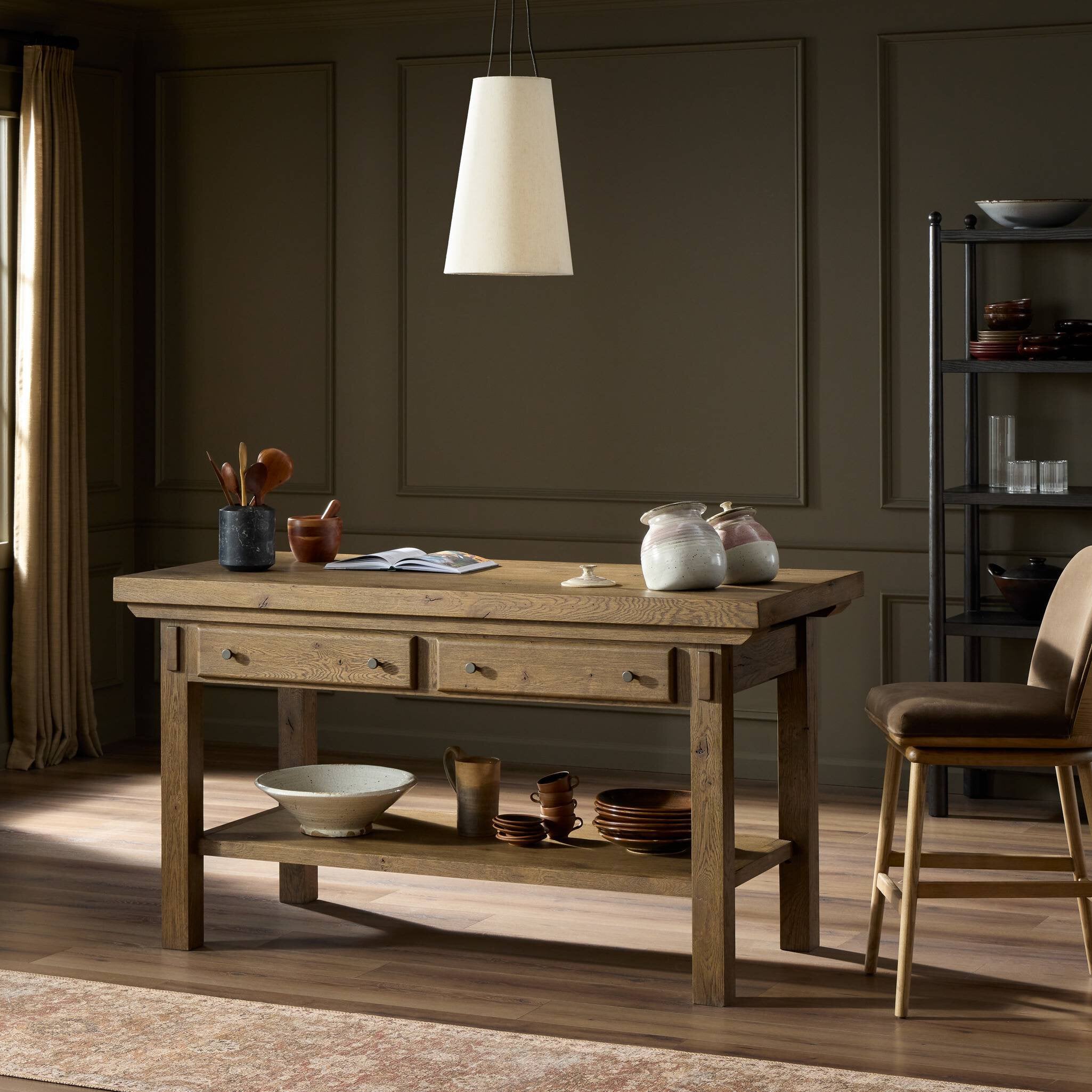 Tobiah Kitchen Island - Brown Oak Veneer