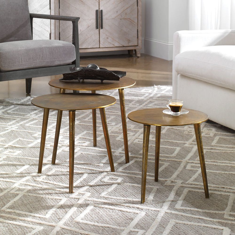 Uttermost Kasai Gold Coffee Tables - Set of 3