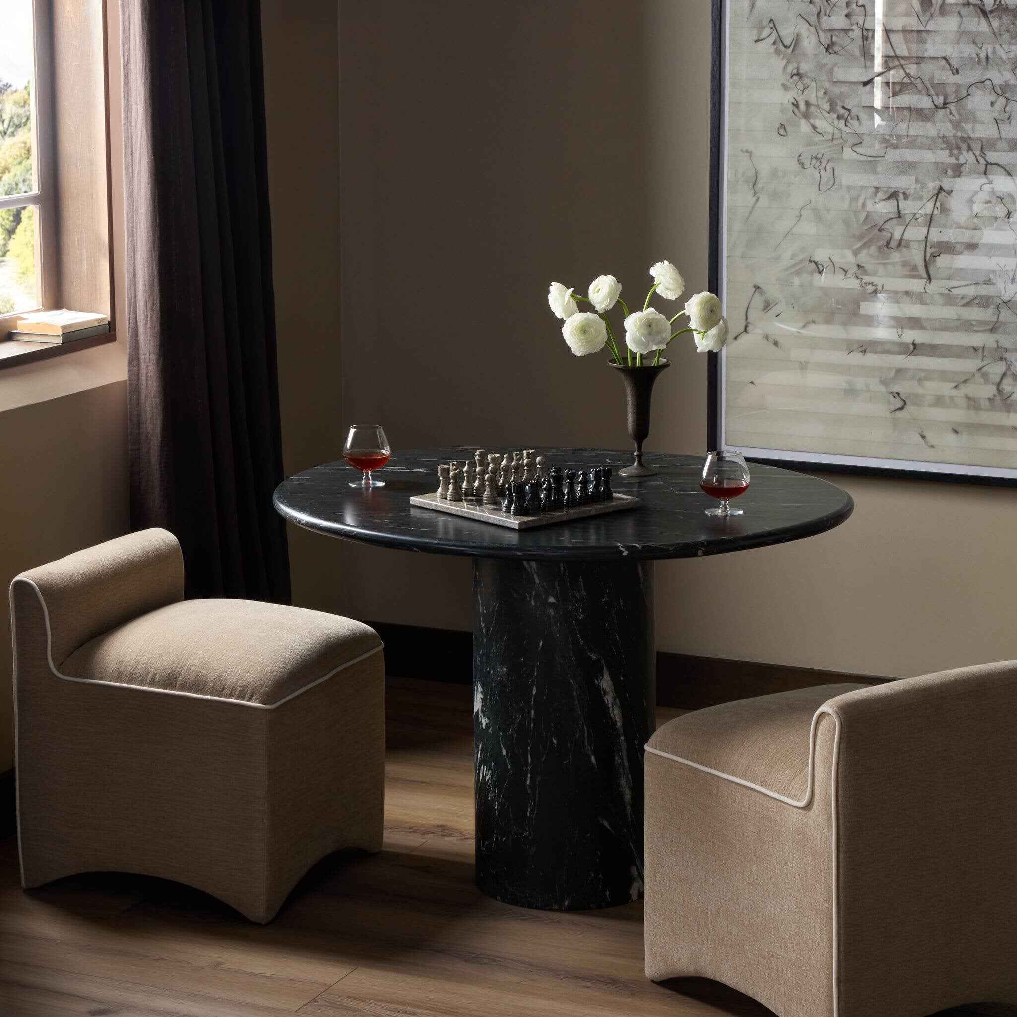 Oric Bistro Table - Black Marble