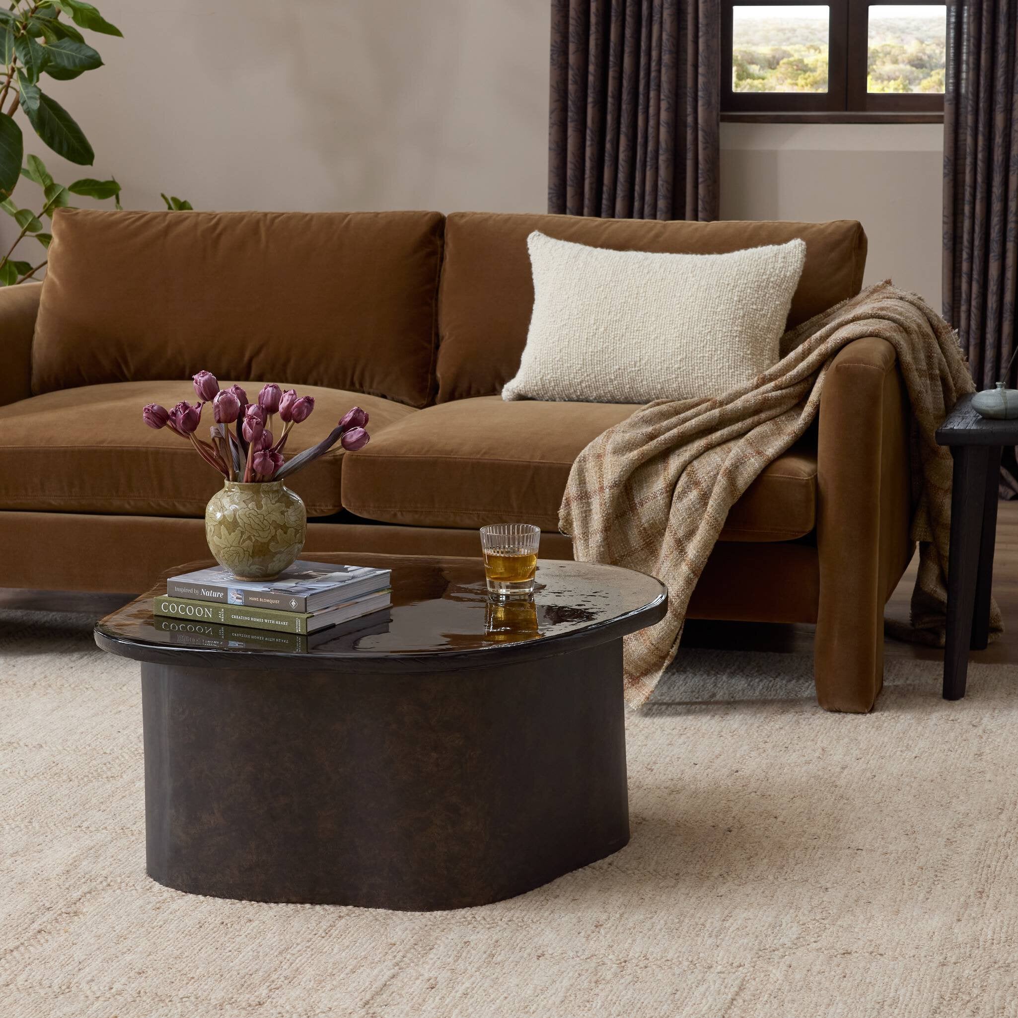 Efran Nesting Coffee Table - Smoked Brown Cast Glass