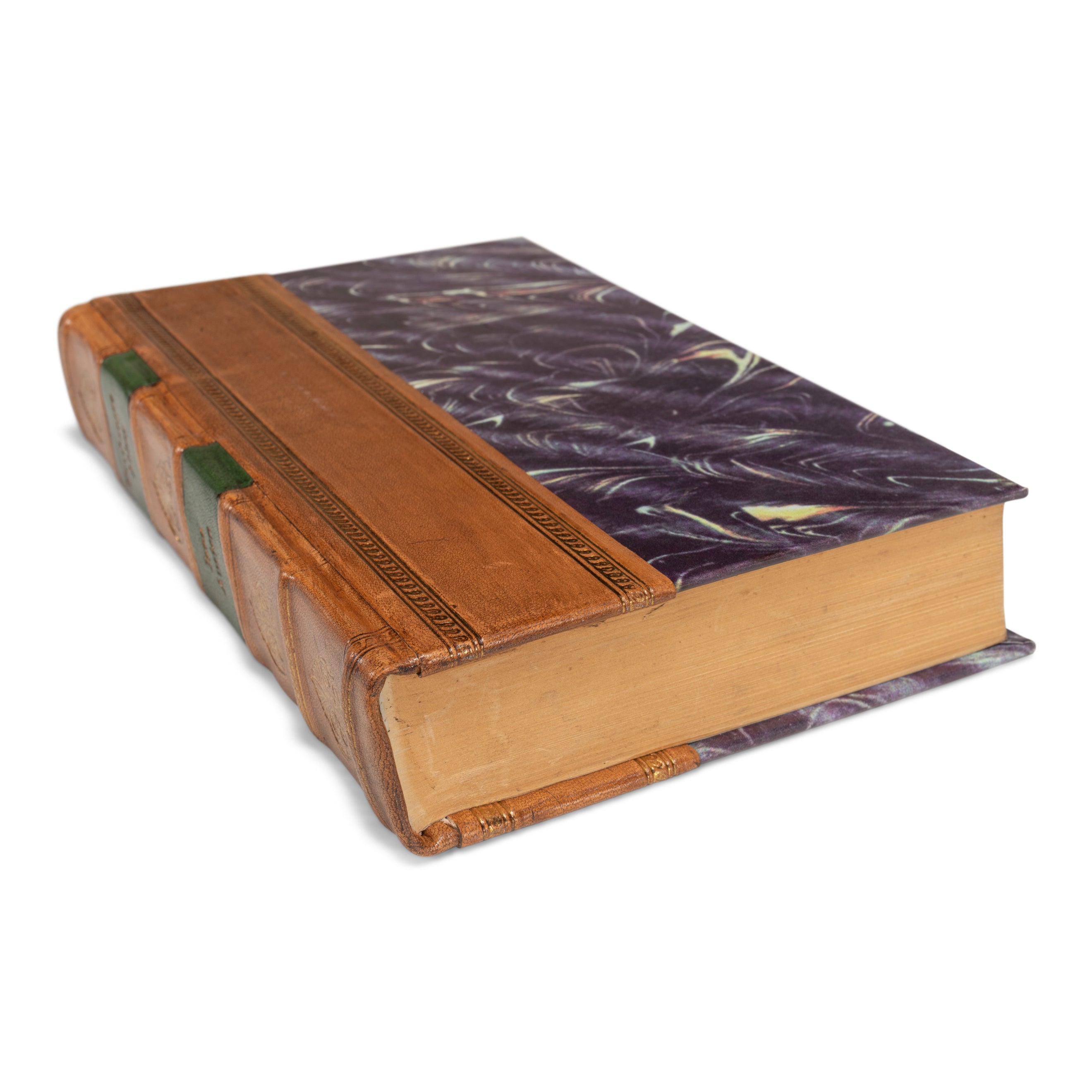 Faux Tan Leather Books - Set of 24