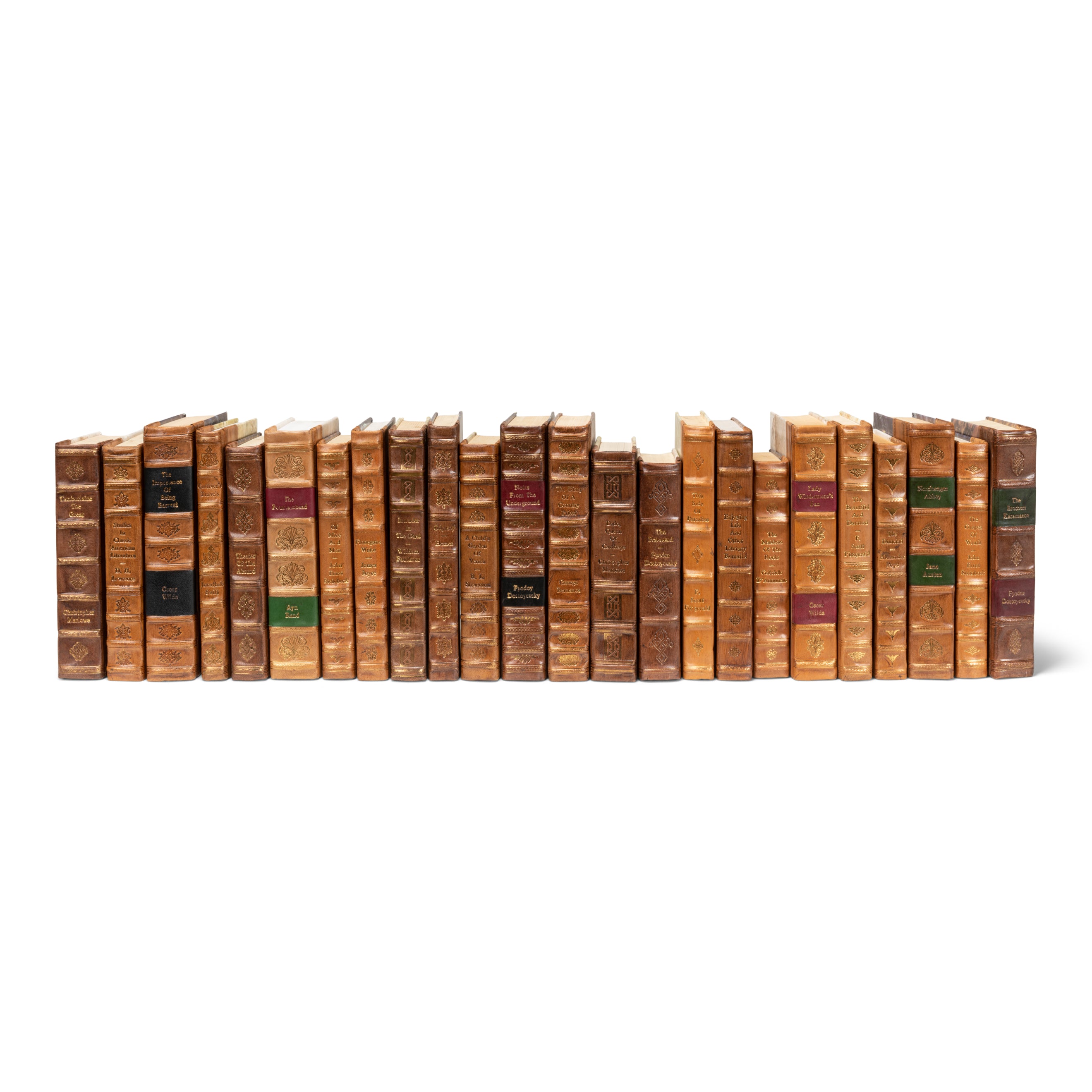Faux Tan Leather Books - Set of 24