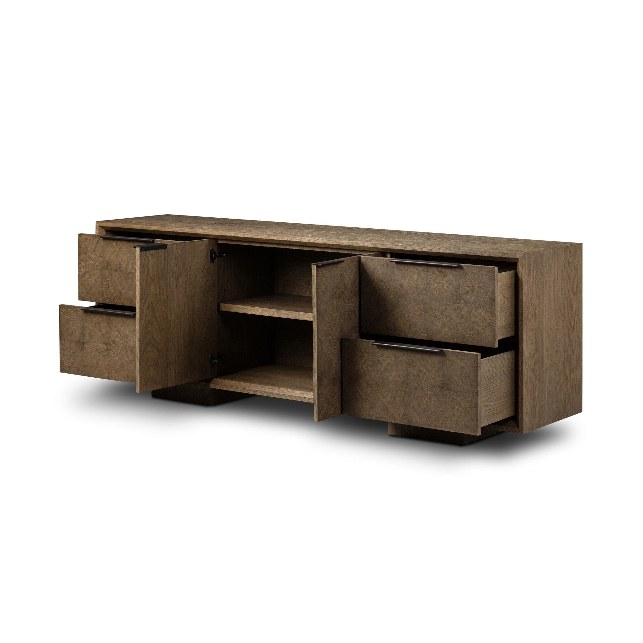 Salta Media Console - Brown Oak Thick Veneer