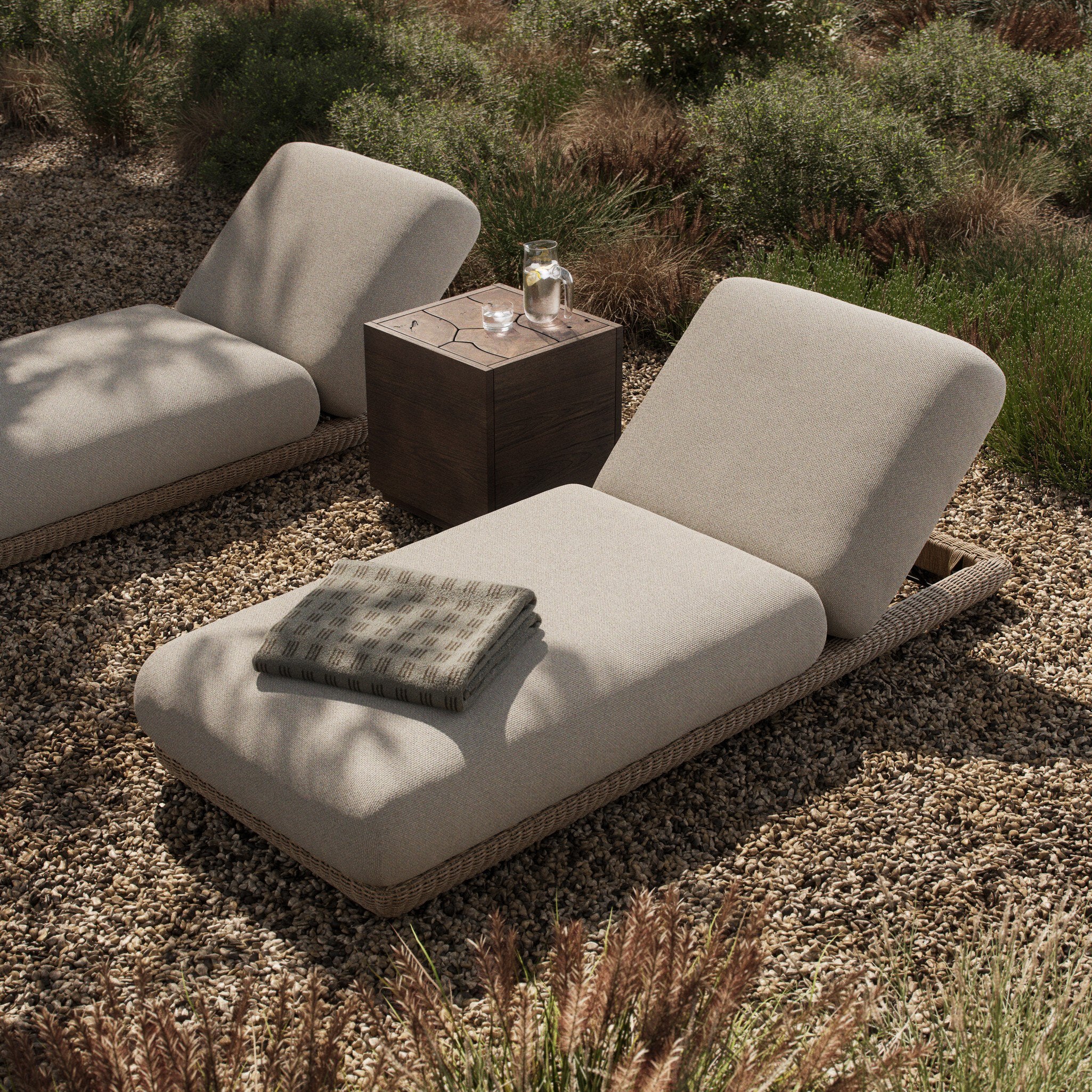 Evander Outdoor Chaise - Ramiro Ecru