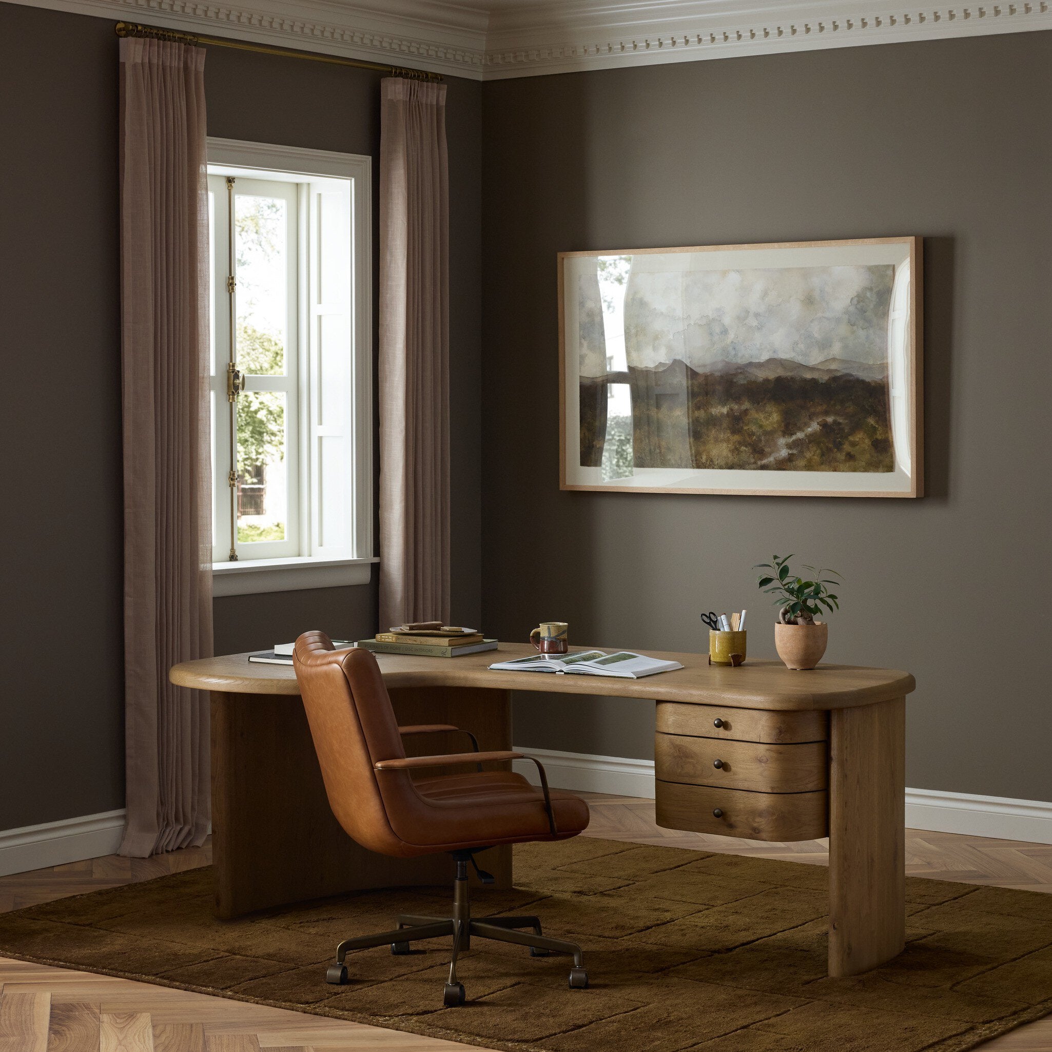 Roan Desk - Aged Smoked Oak