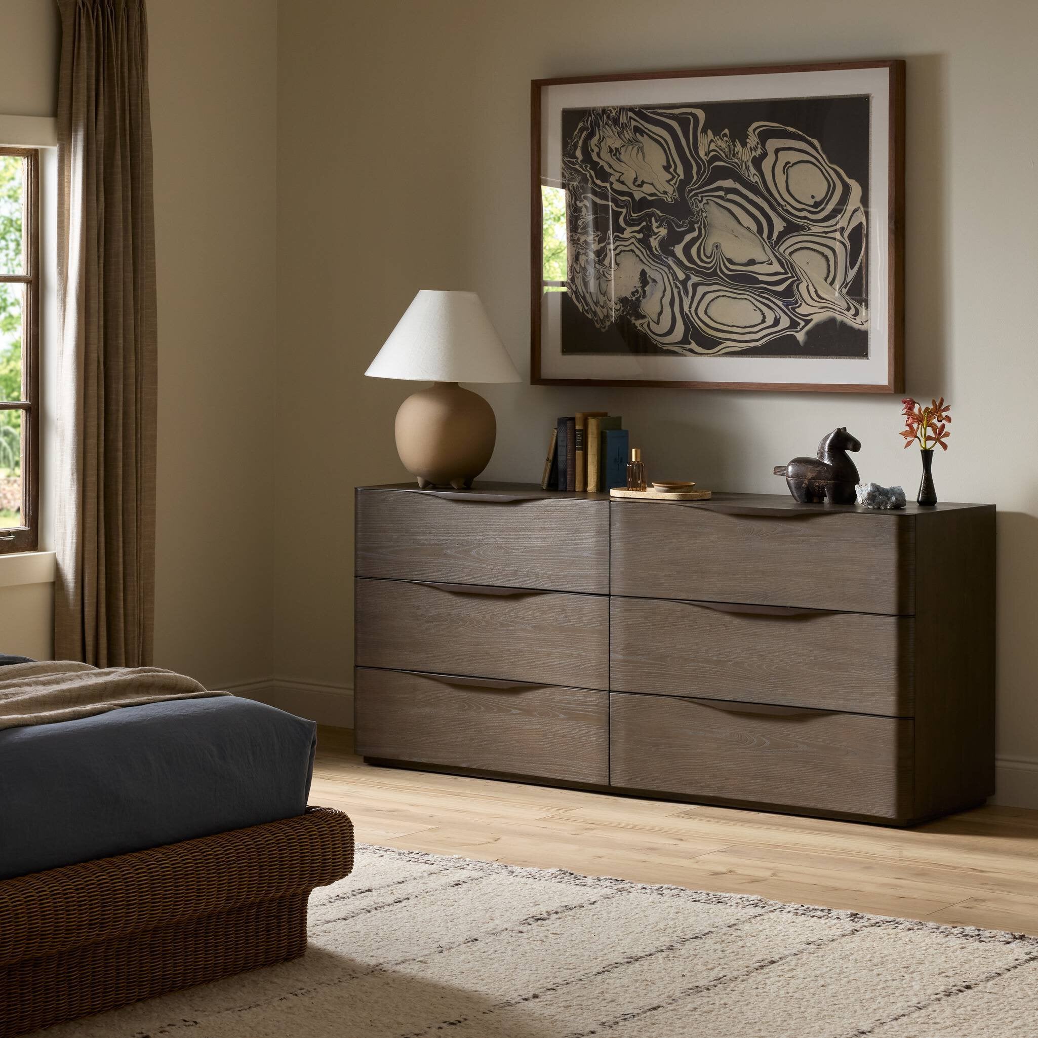 Amiro 6 Drawer Dresser - Tumble Brown Ash Veneer