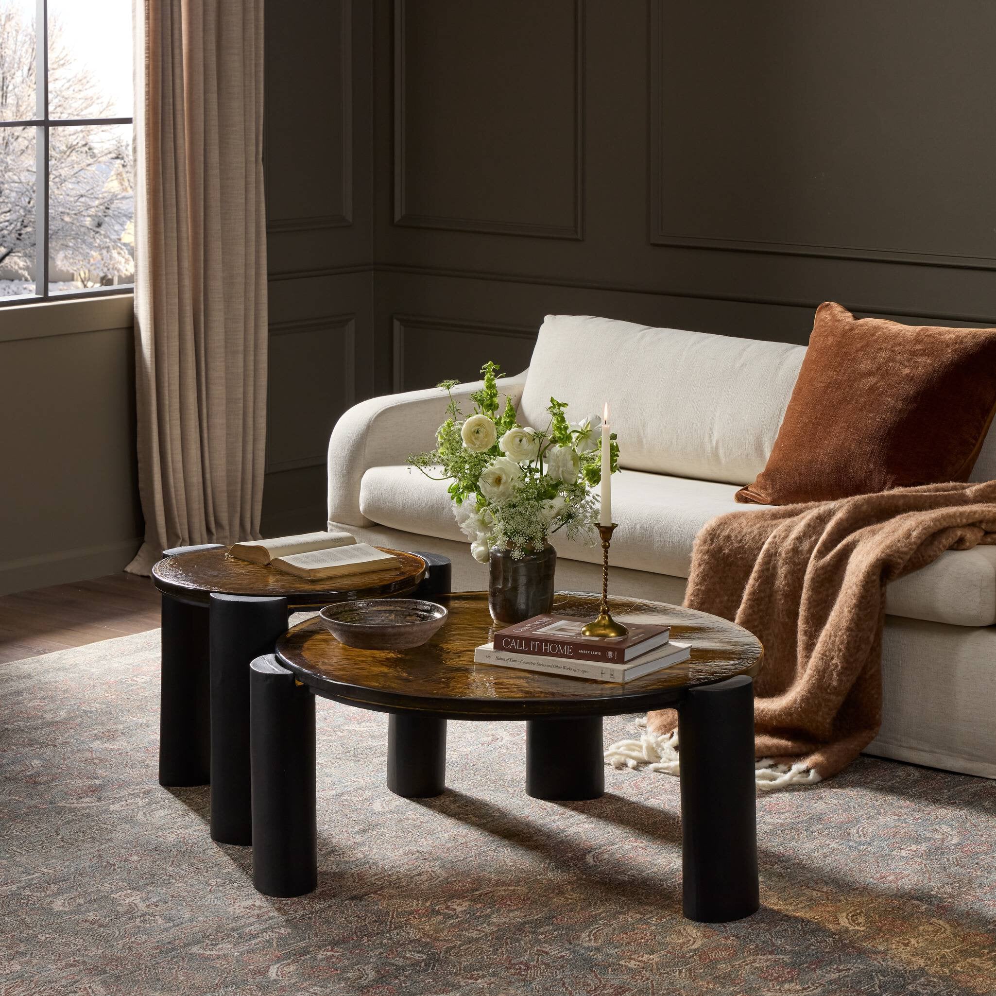 Rover Nesting Table - Amber Cast Glass