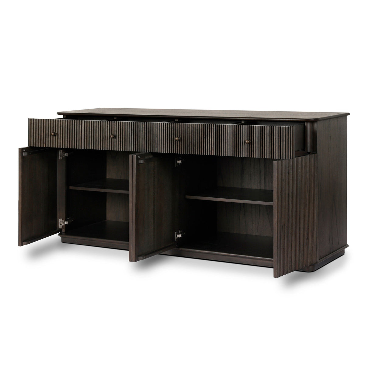 Ona Sideboard - Smoked Black Mindi by Four Hands, open view