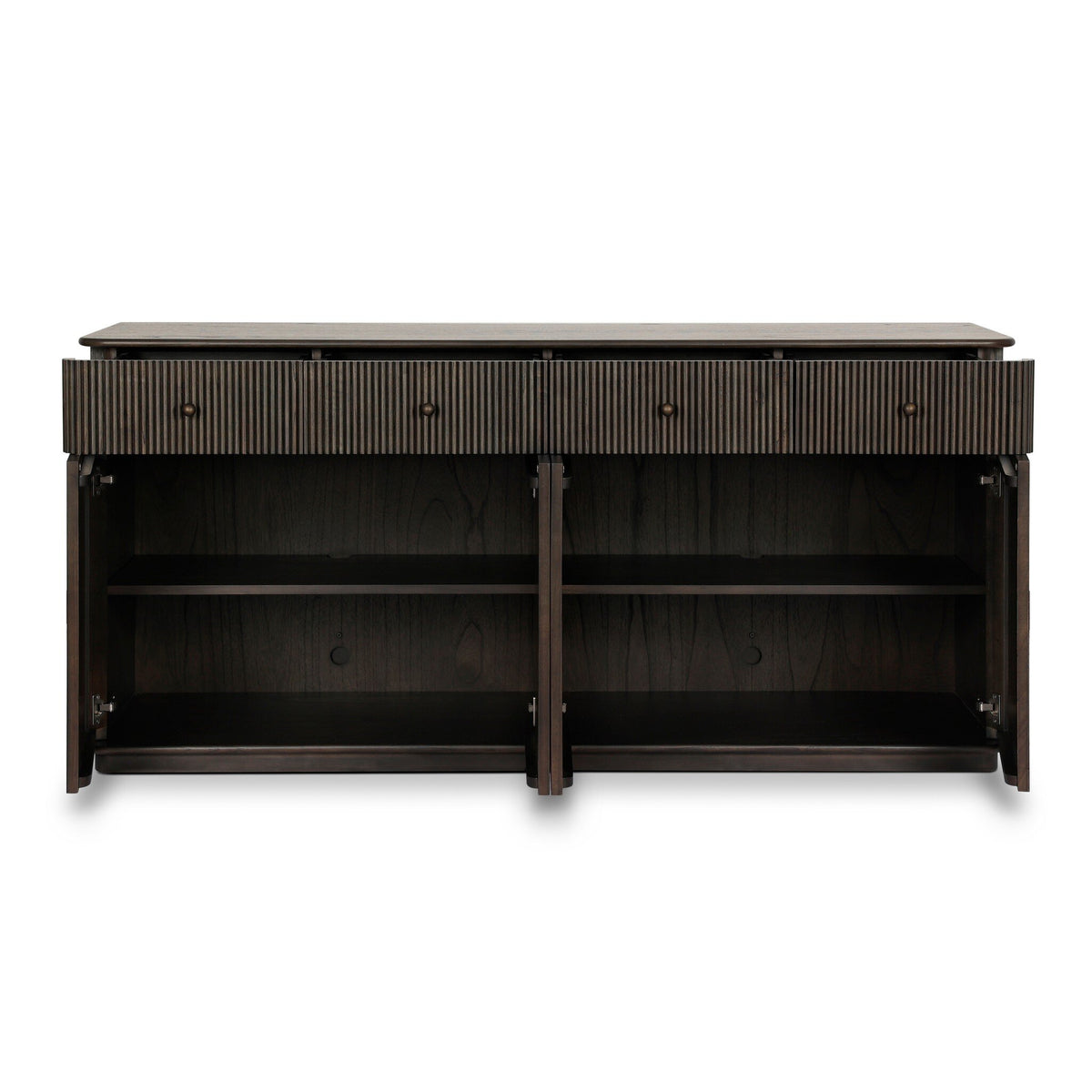 Ona Sideboard - Smoked Black Mindi by Four Hands, open view