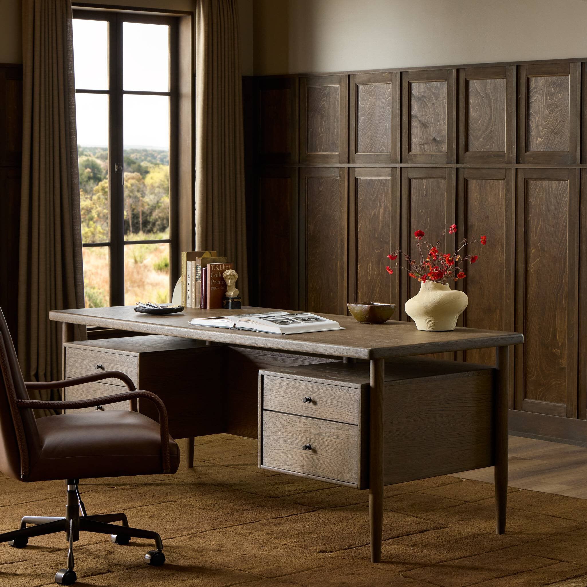 Archer Desk - Toasted Brown Oak Veneer