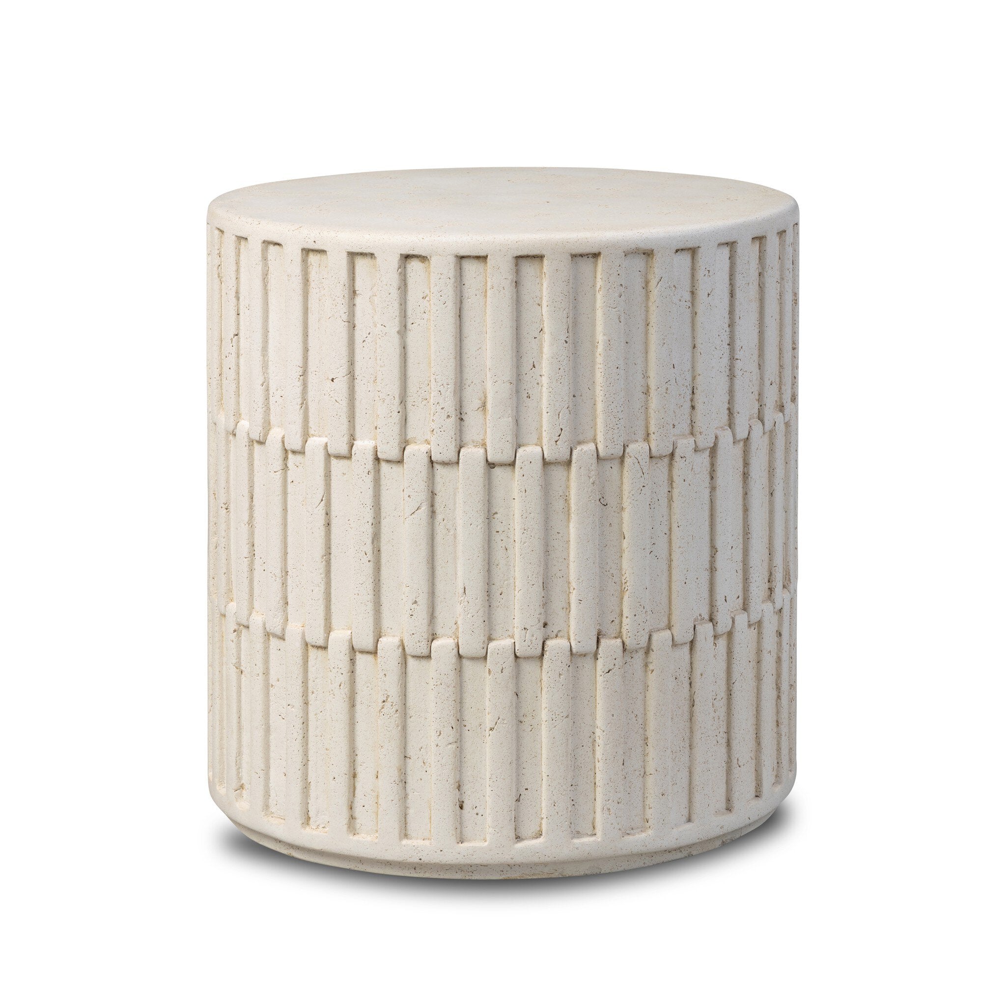 Callisto Outdoor End Table - Aged White Concrete