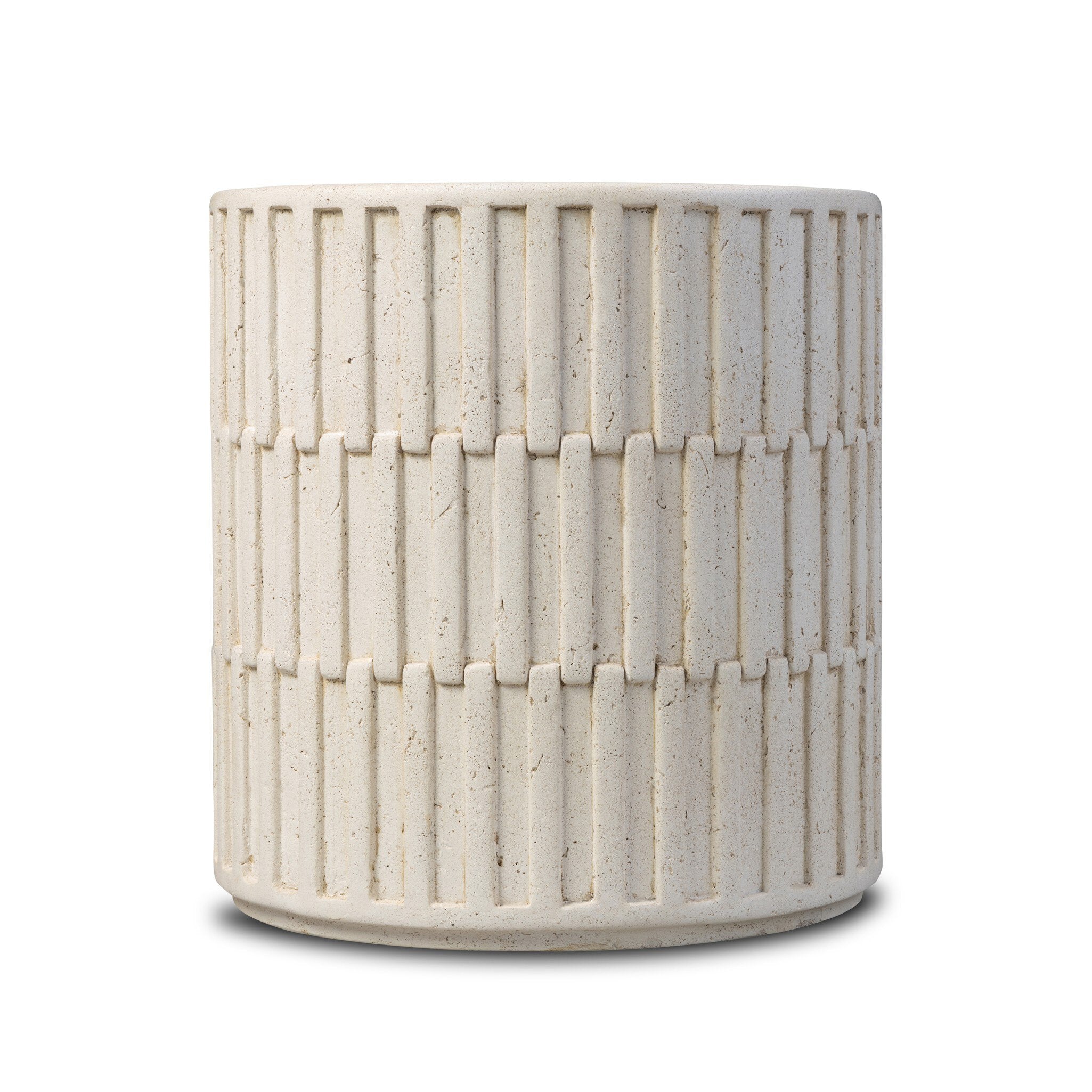 Callisto Outdoor End Table - Aged White Concrete