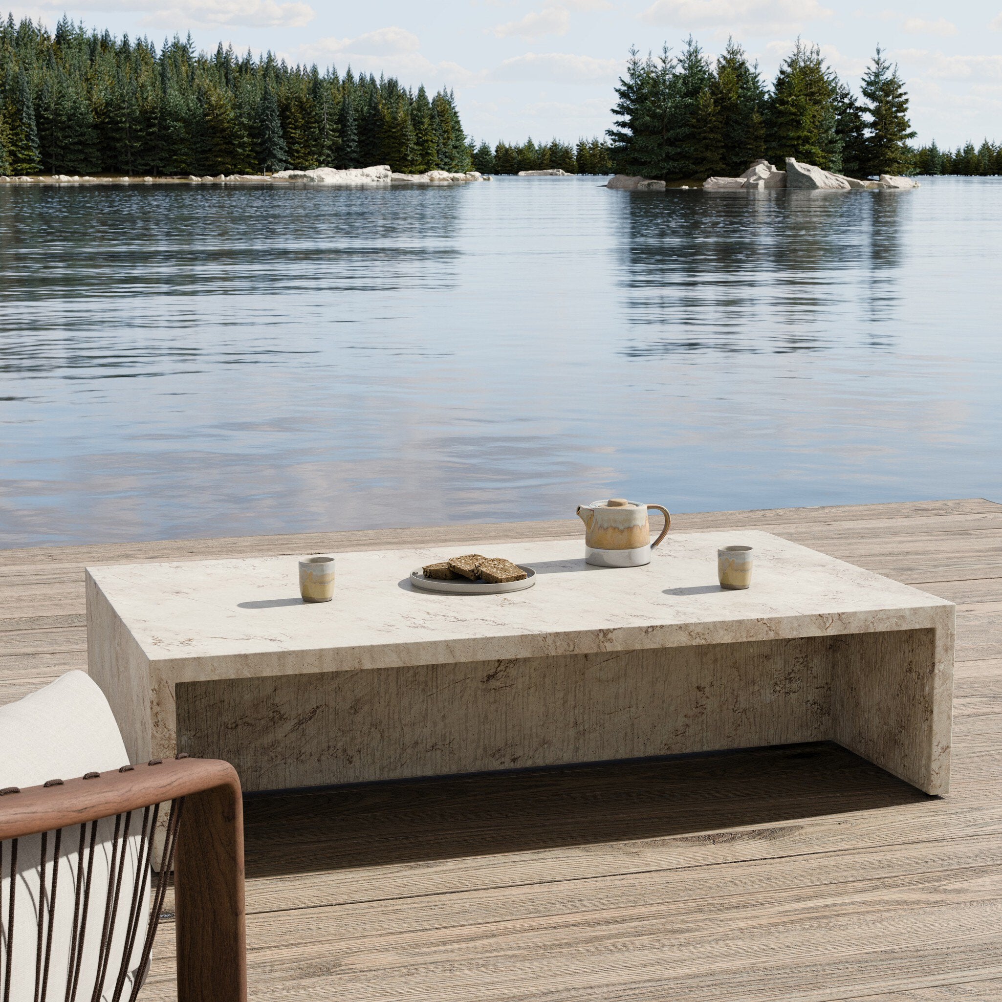 Ludlow Outdoor Coffee Table - Natural Veined Concrete