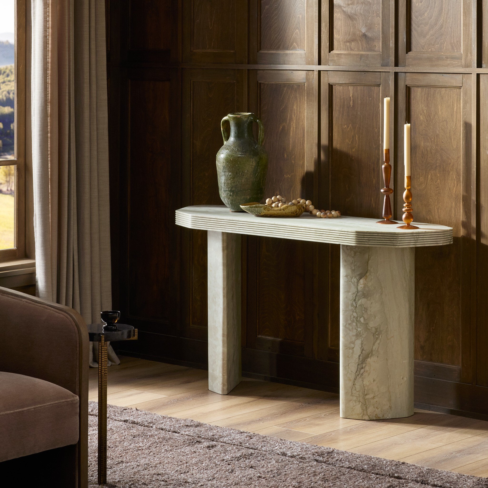 Dani Console Table - Sage Green Marble