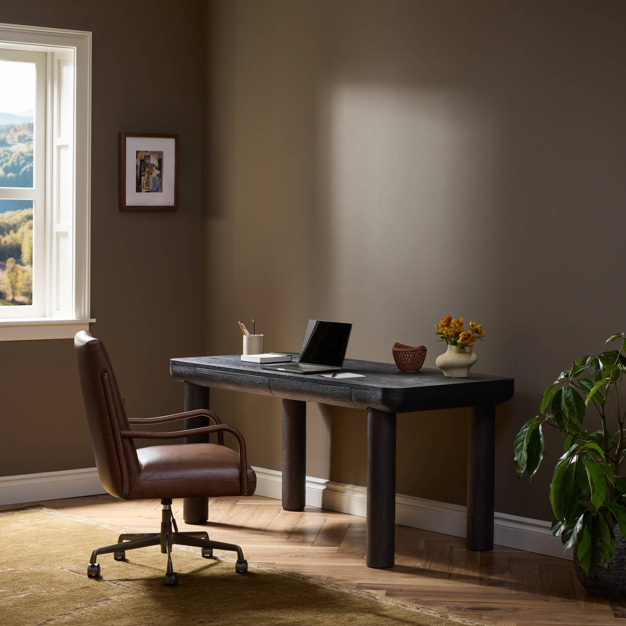 Taylor Standing Desk - Worn Black Oak Veneer
