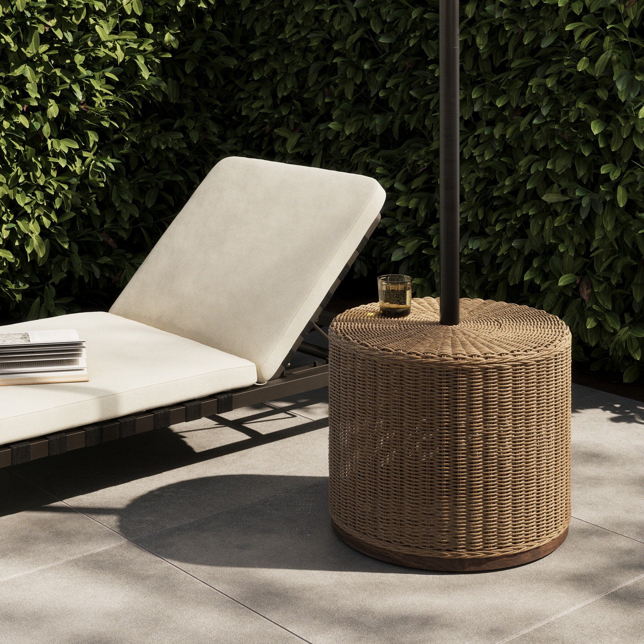 Giles Outdoor Round Woven Umbrella Cover - Stained Toasted Brown-FSC