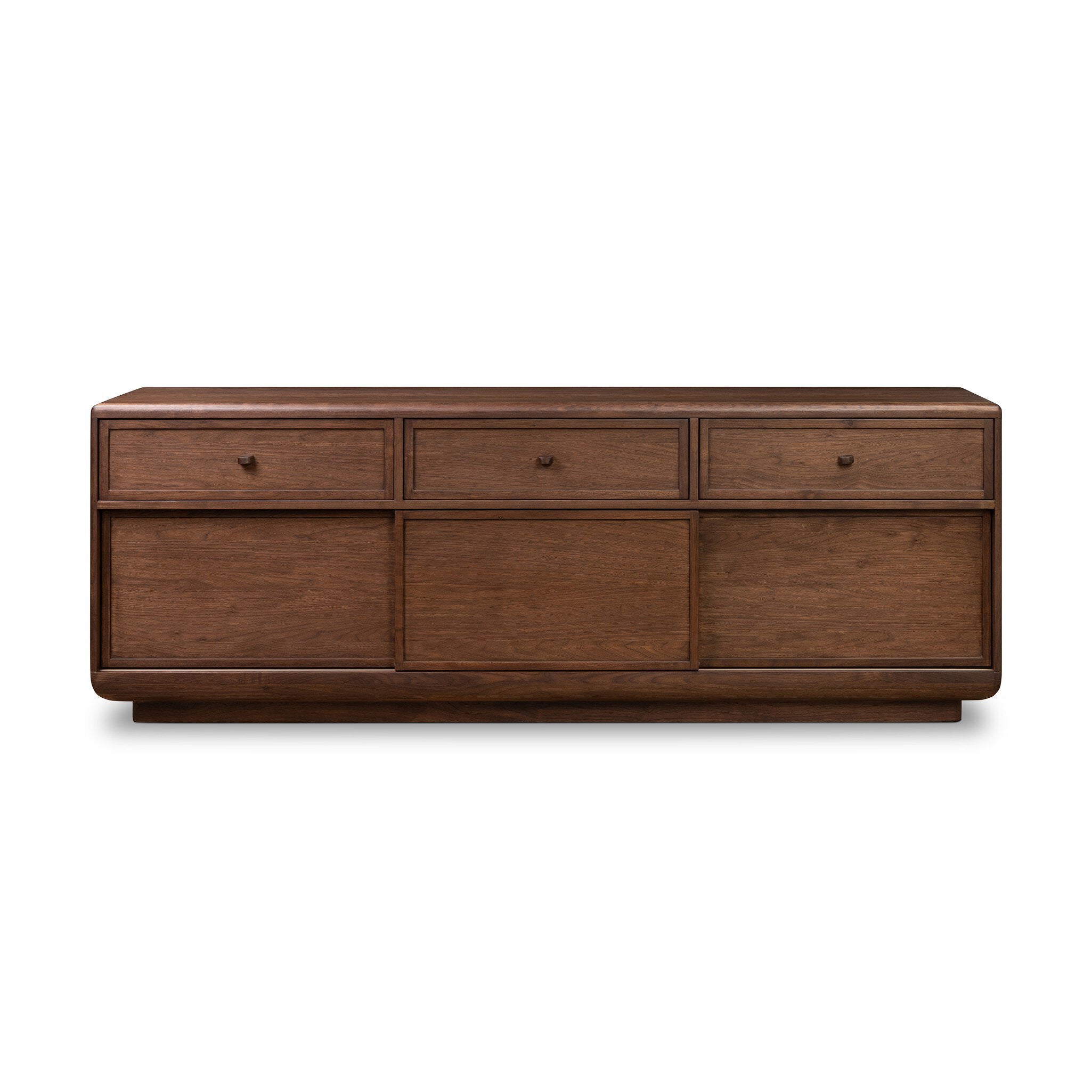 Vincent Media Console with Record Storage - Dark Brown Walnut Veneer