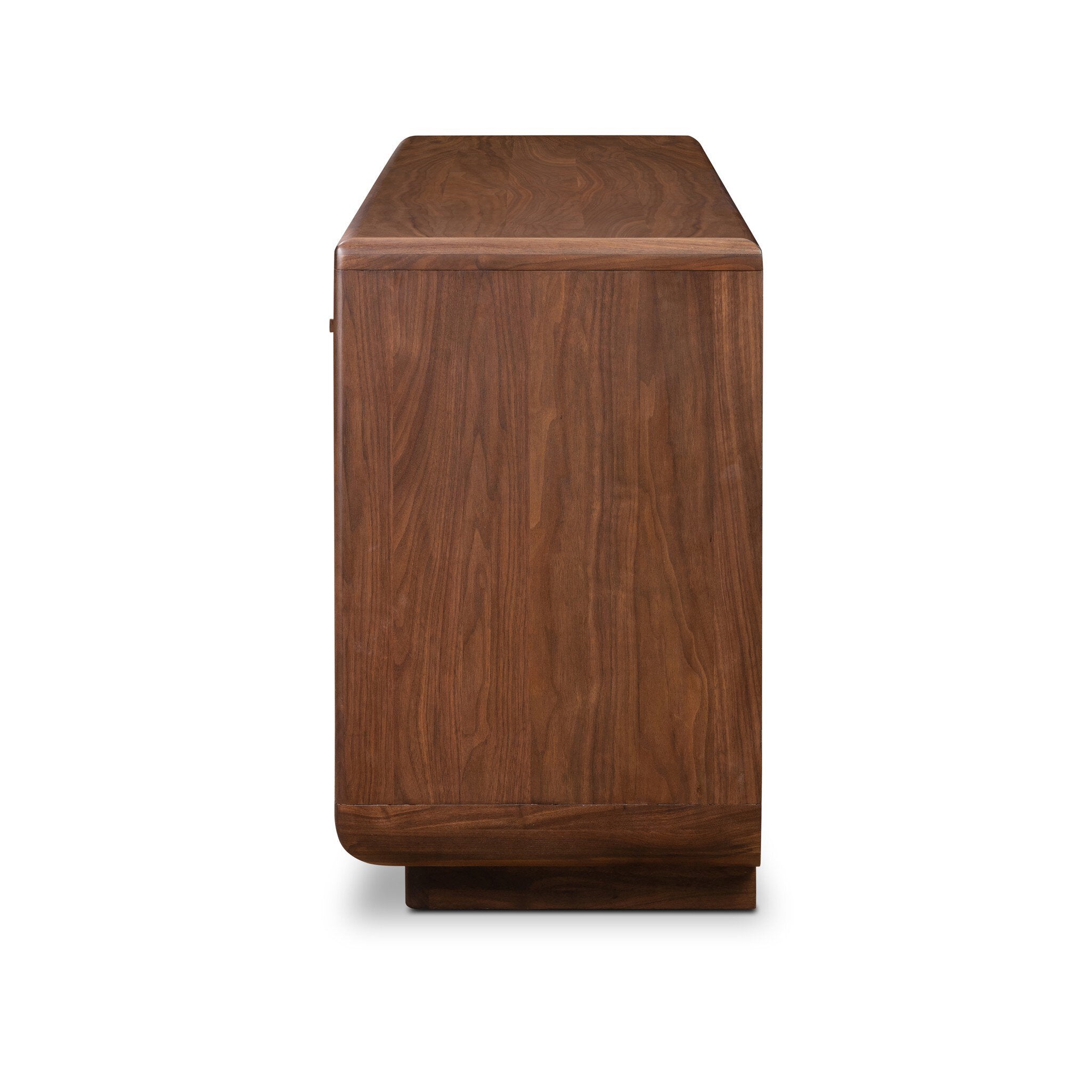 Vincent Media Console with Record Storage - Dark Brown Walnut Veneer