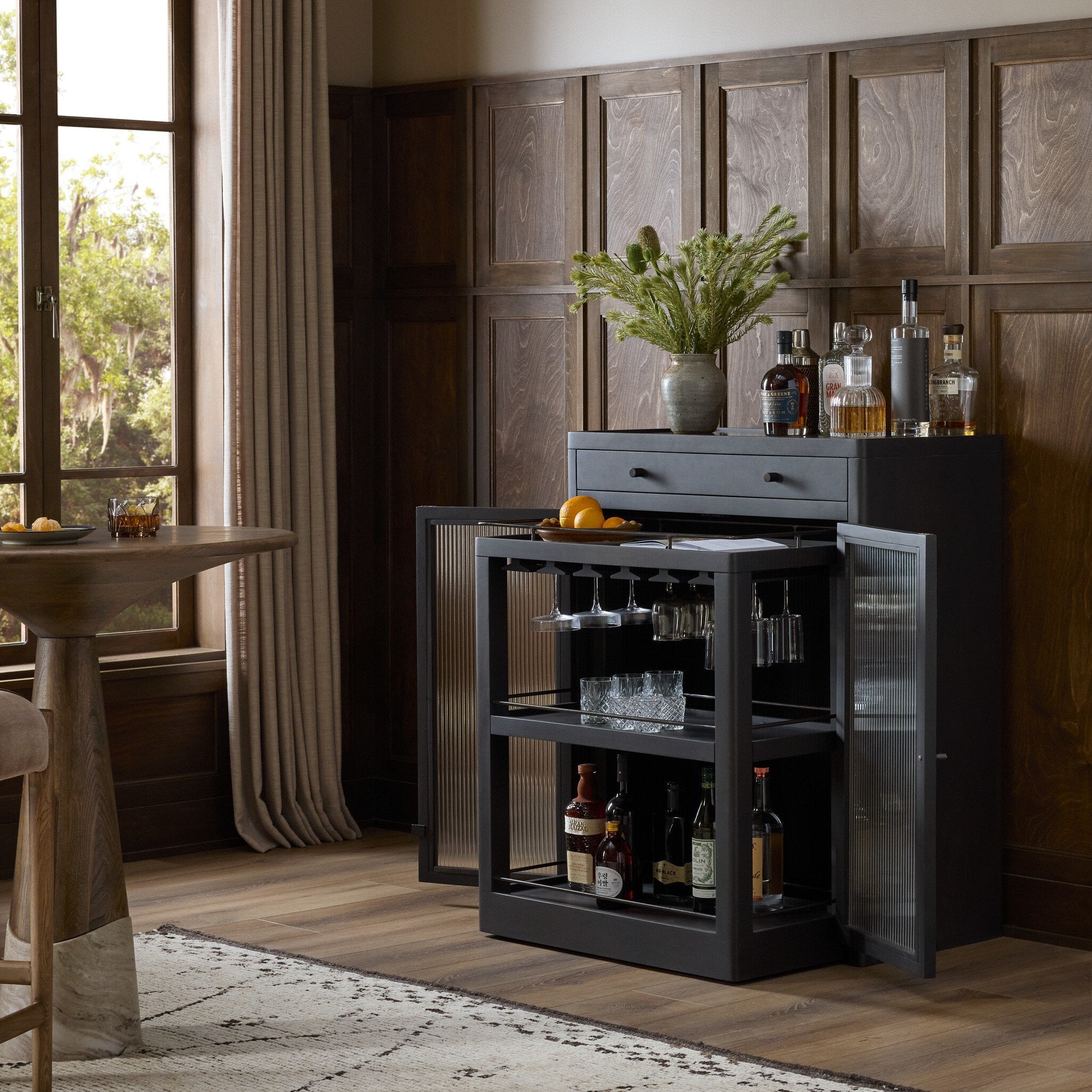 Santiago Bar Cabinet - Smoked Black Mango