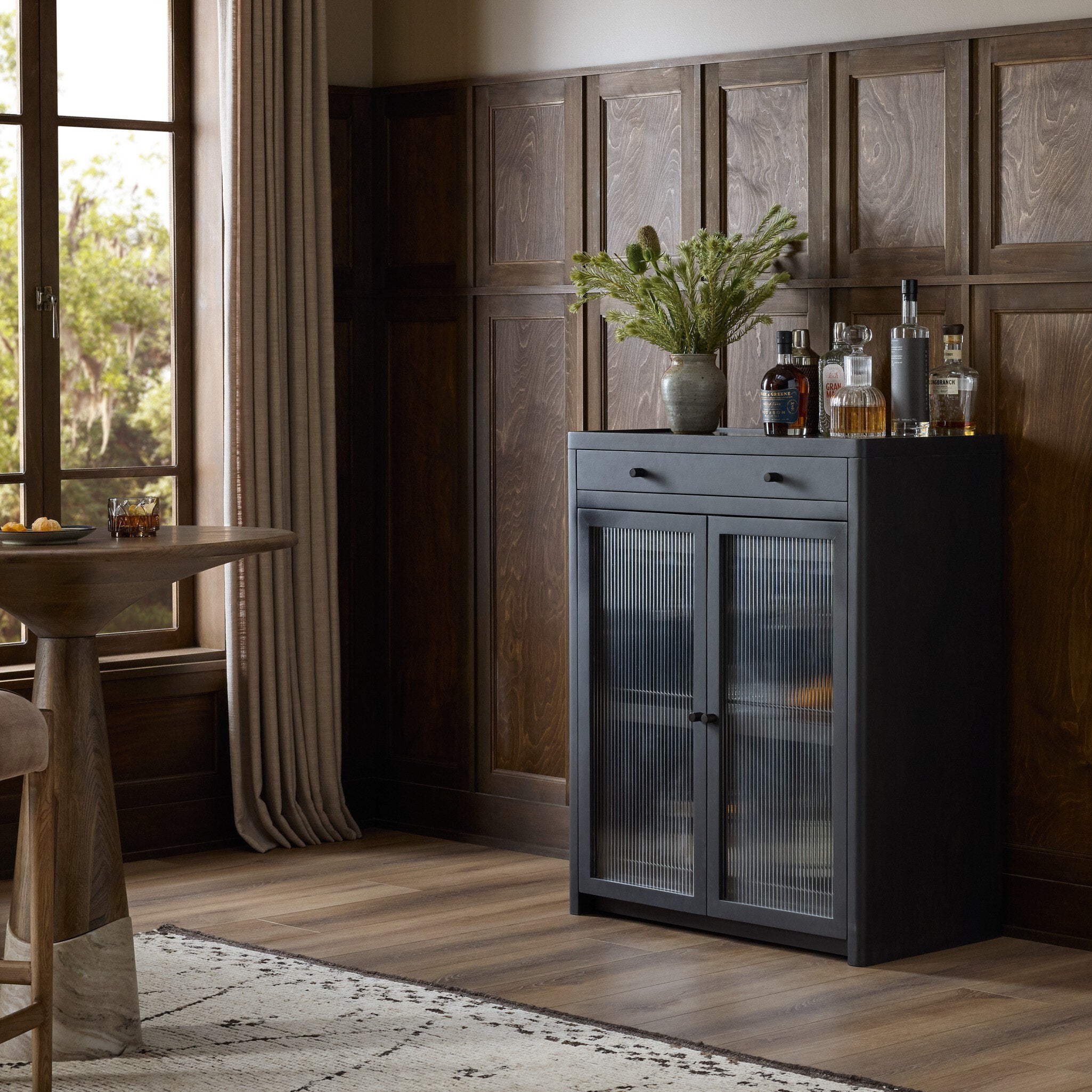 Santiago Bar Cabinet - Smoked Black Mango