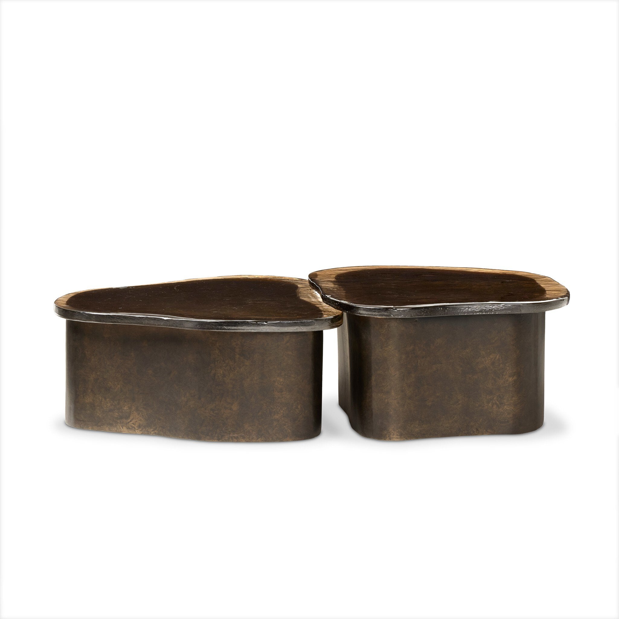 Efran Nesting Coffee Tables - Smoked Brown Cast Glass