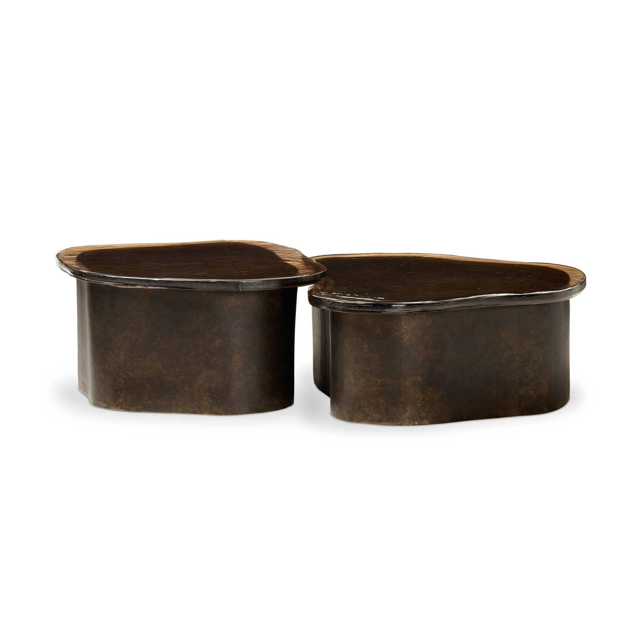 Efran Nesting Coffee Tables - Smoked Brown Cast Glass